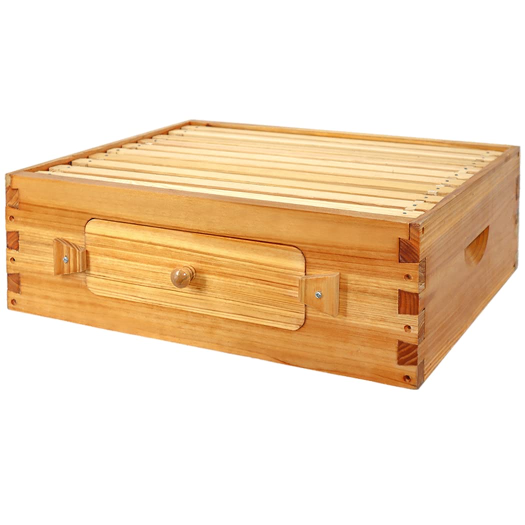 BeeCastle 10 Frame Medium Langstroth Beehive Box - Unassembled Bee Hive Kit with Beeswax Coated Frames & Foundations for Beekeeping, Honey Production, and Backyard Apiaries