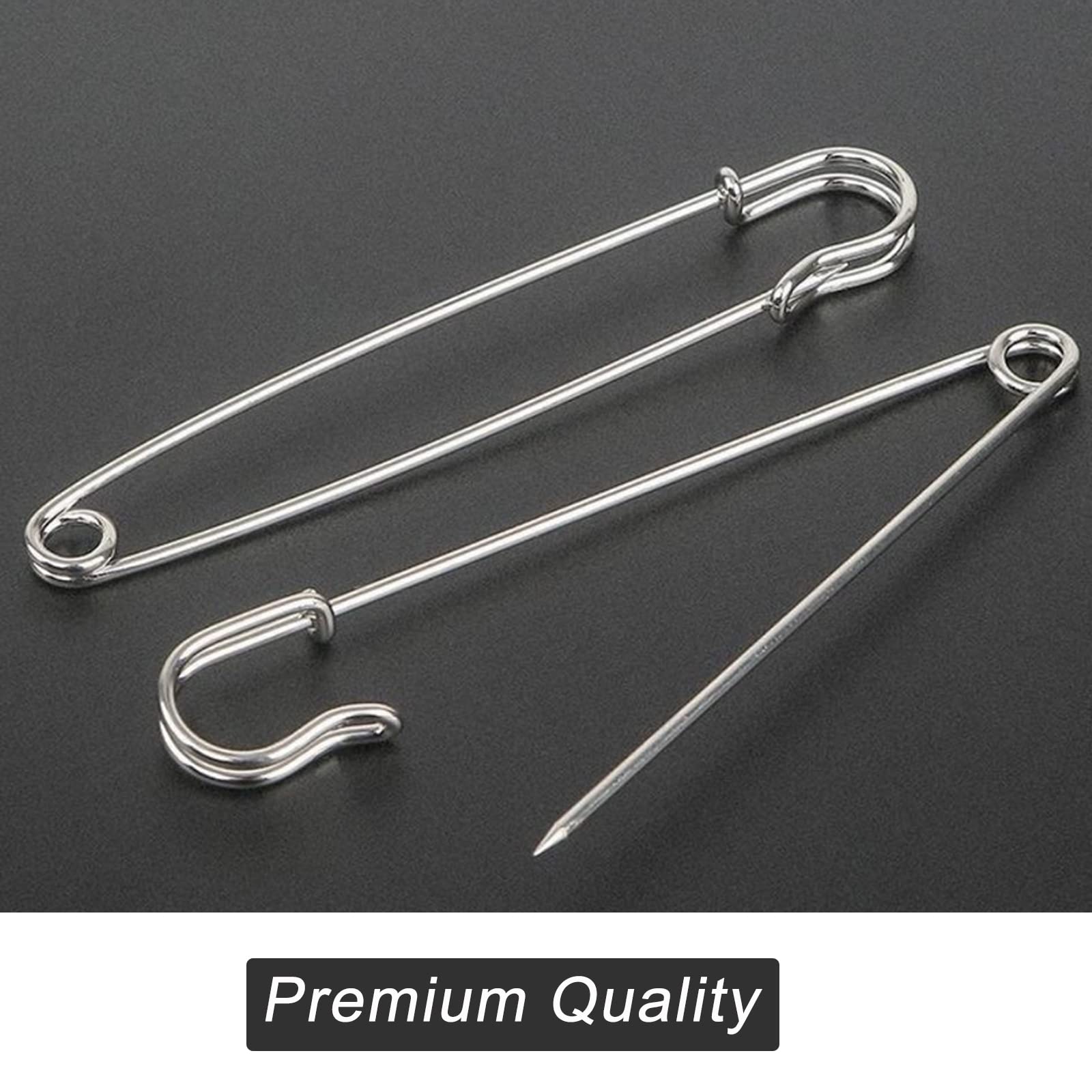 IRIIRO 60pcs 3-Inch Heavy Duty Safety Pins - Large Steel Spring Lock Pins for Blankets, Crafts, Skirts, Curtains & Laundry (Black/Bronze/Silver, 20pcs Each) - Perfect for DIY Projects, Home Decor & Industrial Use