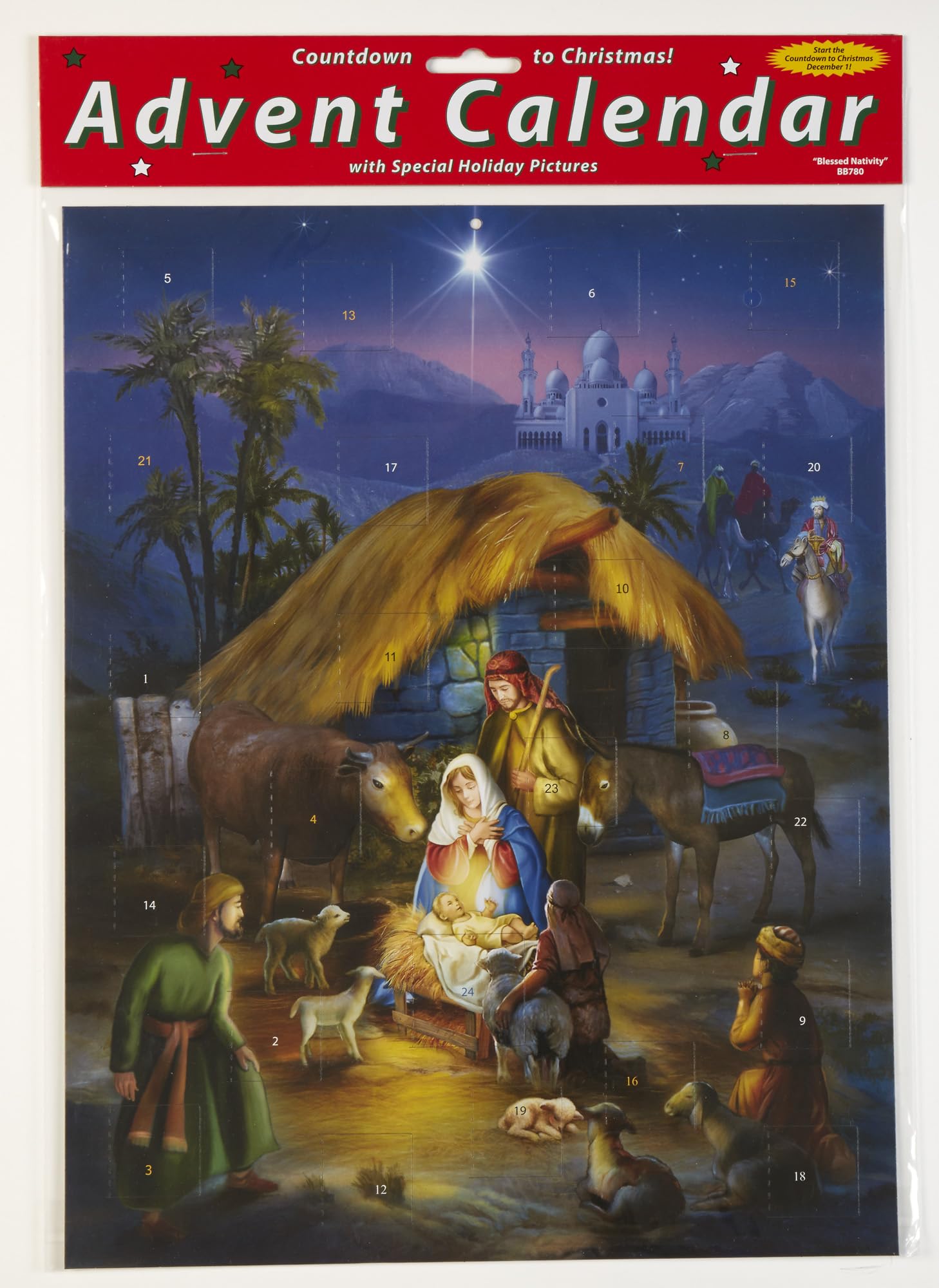 Blessed Nativity Advent Calendar - Christmas Countdown Calendar with Holiday Pictures by Vermont Christmas Company | Perfect for Home Decor, Church Events & Family Christmas Traditions