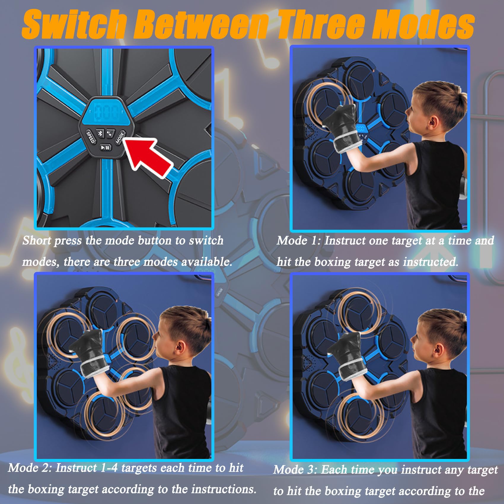 Smart Boxing Machine for Adults & Kids - Interactive Music Boxing Trainer with Bluetooth & LED Lights - Perfect for Home Gym, Cardio Workout & Stress Relief