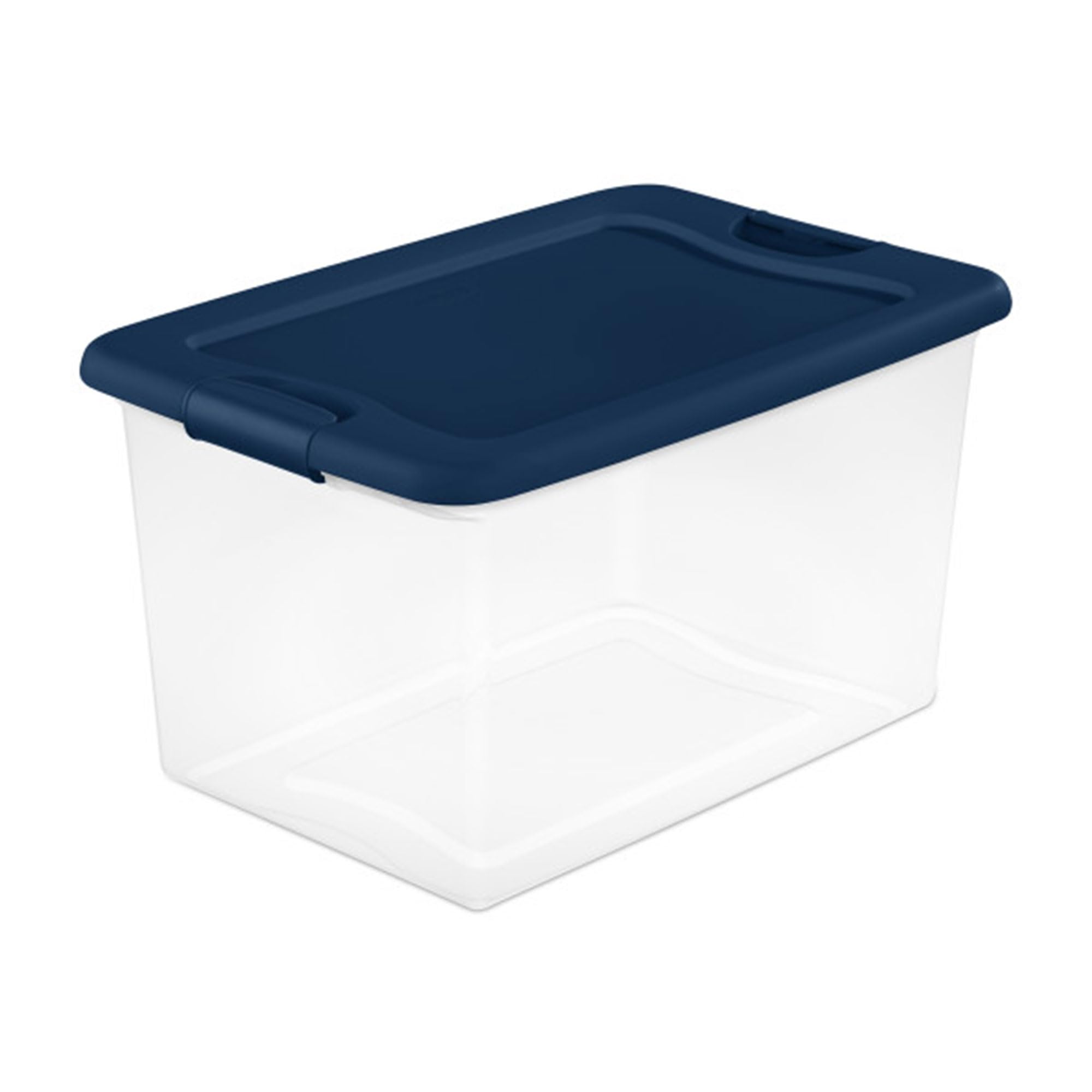 Sterilite 24-Pack 64 Qt Clear Plastic Storage Bins with Lids - Stackable Organizer Box Containers for Home, Office & Garage Organization (Blue)