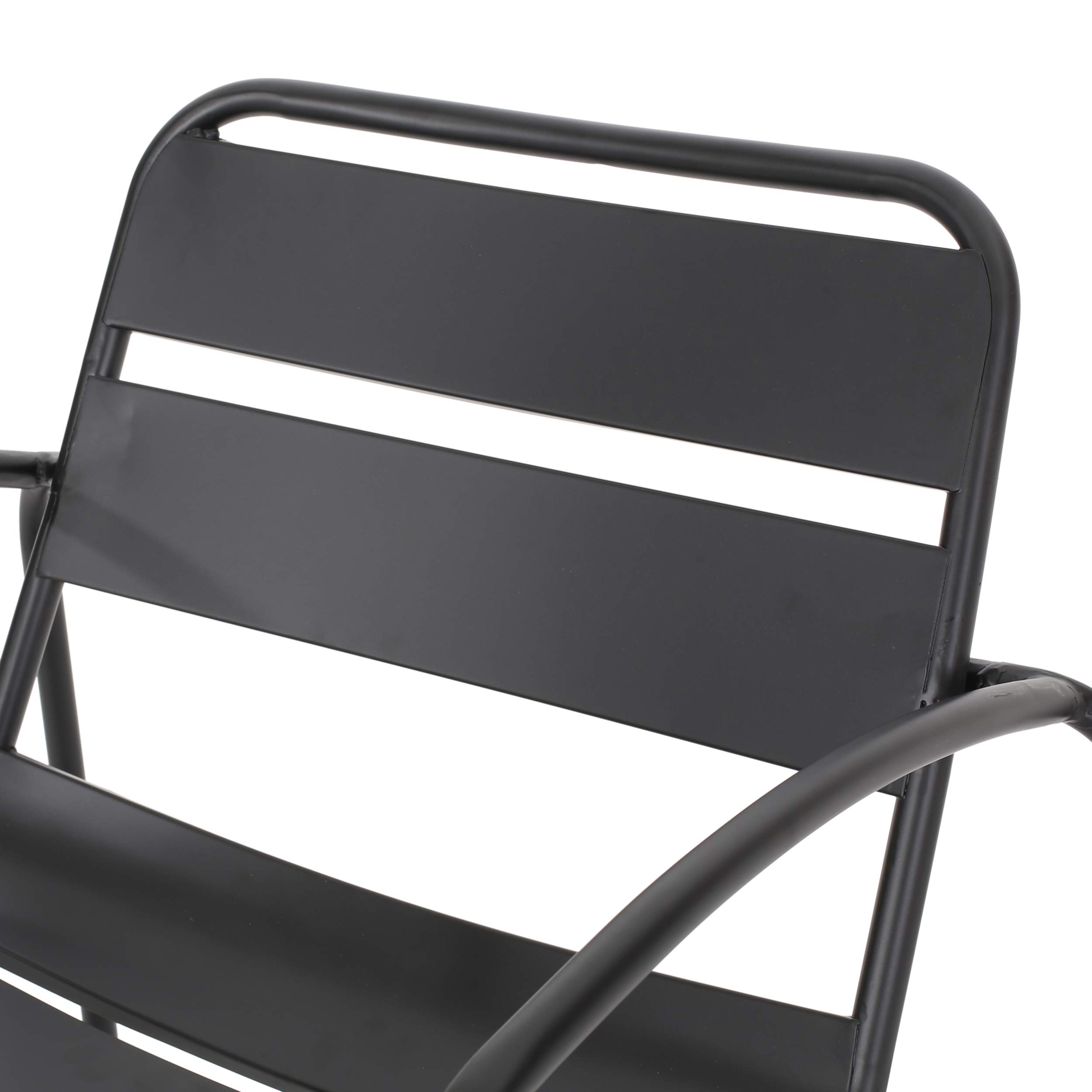 GDF Studio Outdoor Dining Chairs (Set of 2) - Matte Black Patio Furniture for Garden, Poolside, Deck & Backyard Dining