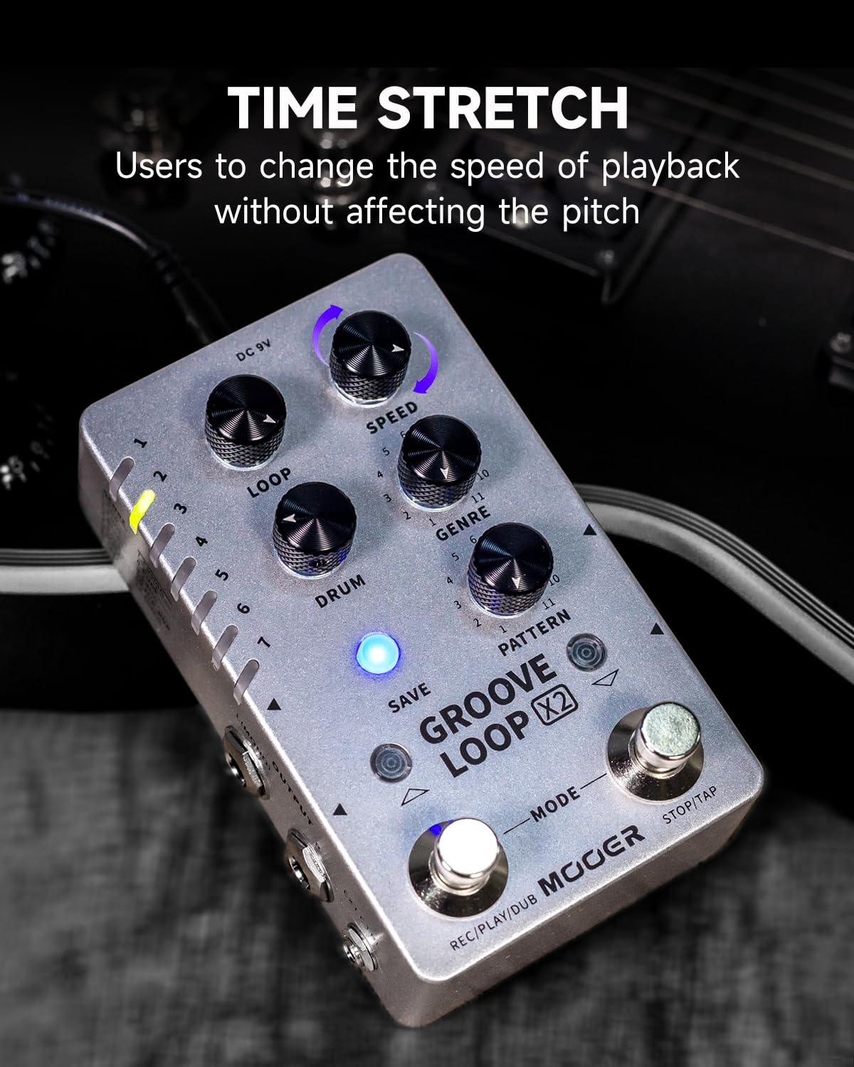 MOOER Groove Looper Pedal - Stereo Guitar Loop Recorder with 140 Minutes Loop Time & 121 Drum Grooves - Drum Machine & Editor Software Included (X2) - Perfect for Live Performances, Music Production & Home Studio Recording