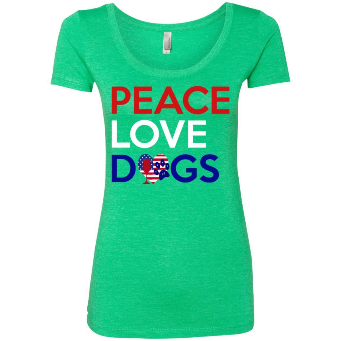 Peace Love Dogs Ladies' Triblend Scoop Neck T-Shirt - Soft Comfortable Women's Graphic Tee for Dog Lovers - Perfect for Casual Wear, Dog Walks & Pet Lovers Outfits