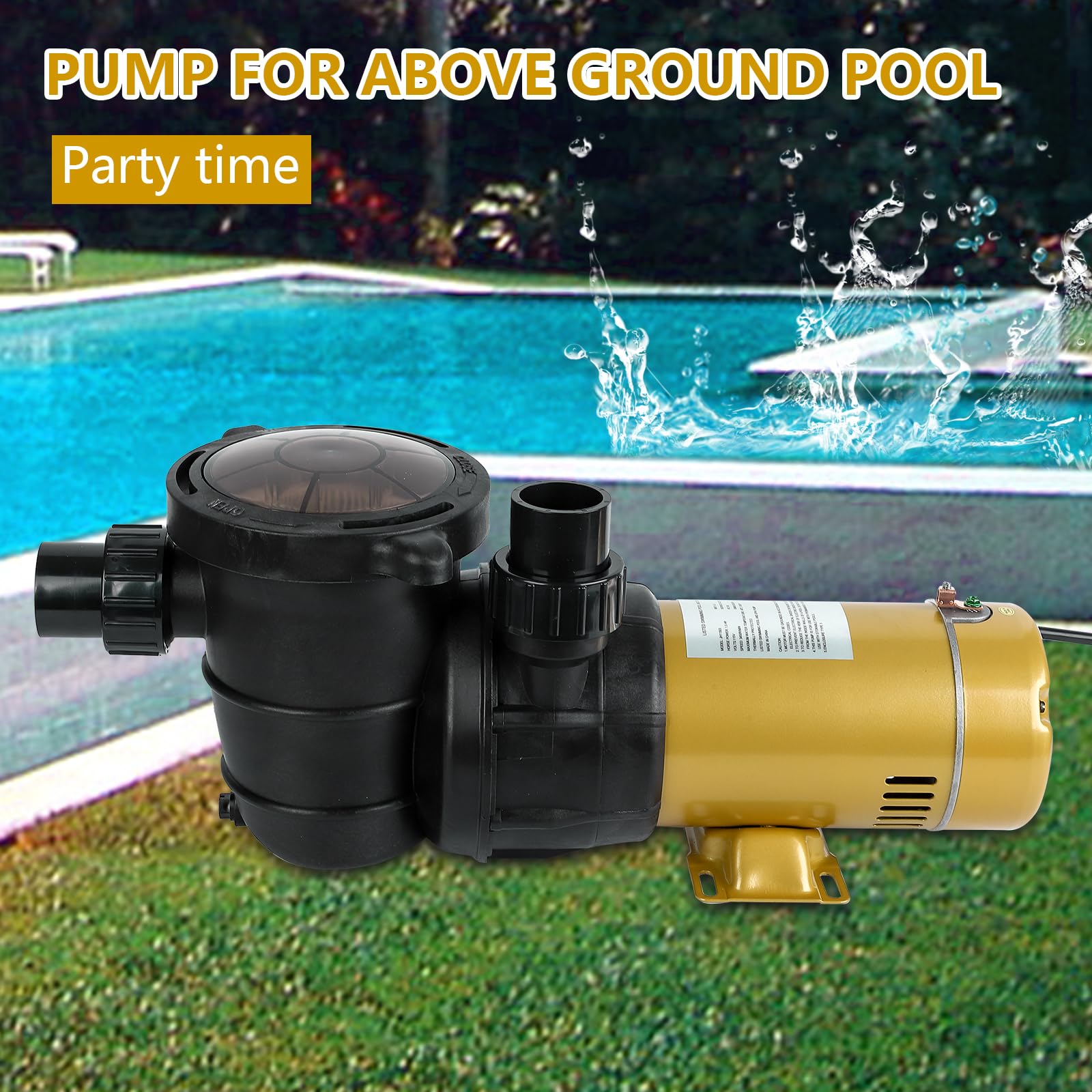 2HP Single Speed Swimming Pool Pump - 115V, 5568GPH High Flow Above/In-Ground Water Pump with Filter Basket | Powerful Priming, Low Noise | Perfect for Family Backyard Pools, Spas & Water Features