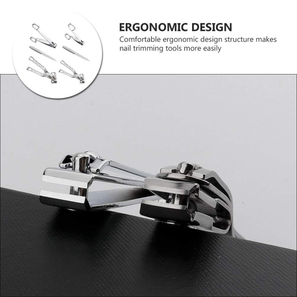 6-Piece Stainless Steel Nail Clipper Set - Professional Manicure & Pedicure Kit with Rotating Nail Scissors & Cutters - Durable Grooming Tools for Home, Travel, Salon Use - Perfect for Toenails, Fingernails & Nail Care Routine