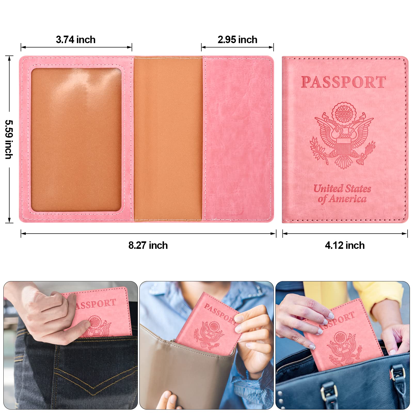 Eoehro 2-Pack RFID Blocking Passport Holder Wallet - Leather Travel Document Organizer for Women & Men | Perfect for International Flights, Vacations & Business Trips