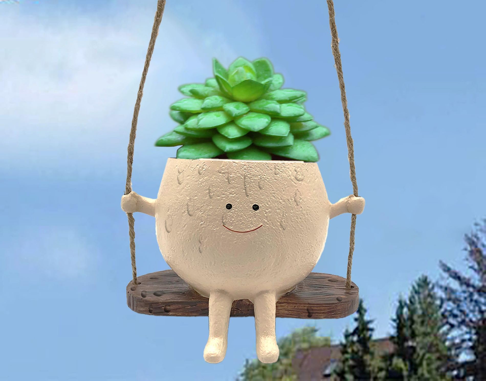 Swing Face Hanging Planter for Indoor & Outdoor Plants - Modern Decorative Small Hanging Flower Pots - Perfect for Balcony, Garden, Patio, and Home Decor