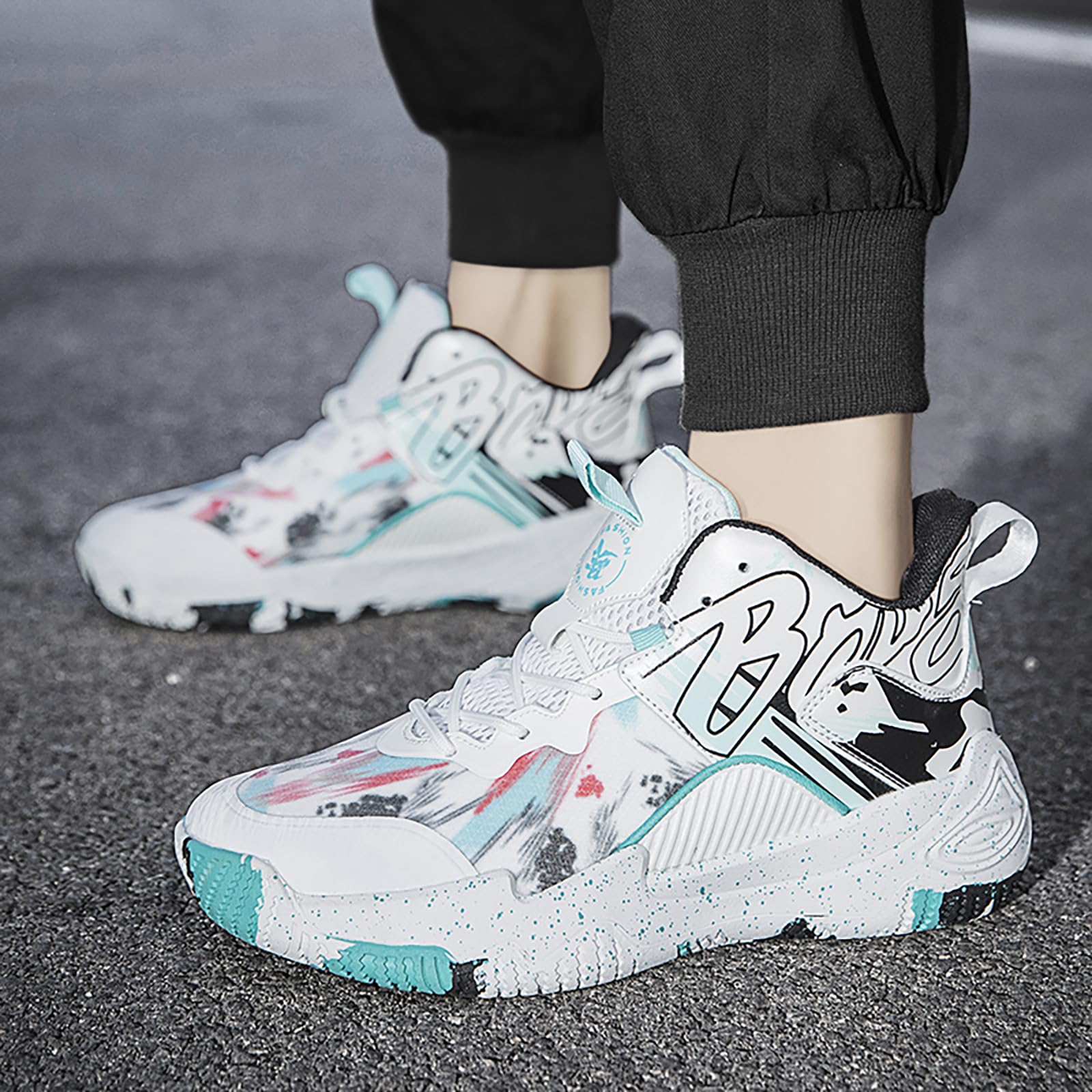 Stylish Unisex Basketball & Running Sneakers - High Rebound, Non-Slip Sports Shoes with Colorful Design | Perfect for Court Games, Gym Workouts & Casual Wear