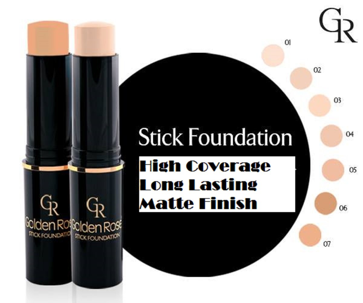 Golden Rose Stick Foundation #3 - Long Lasting Matte Finish, Oil Control & Full Coverage Makeup for Flawless Skin | Perfect for Everyday Wear, Travel & On-the-Go Touch Ups