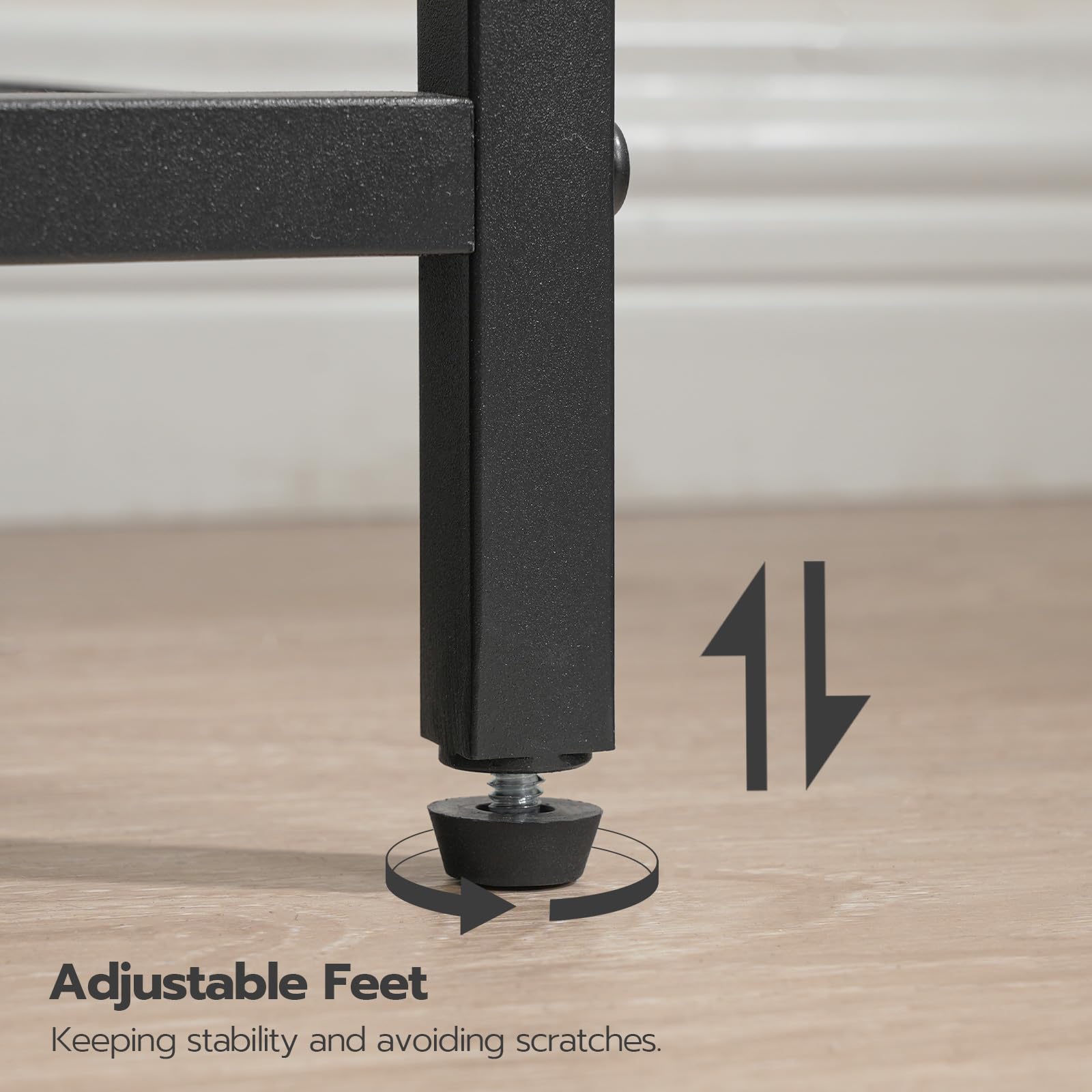 HOOBRO 28.7 Inch Industrial Side Table with 3-Tier Storage & Adjustable Metal Mesh Basket - Modern End Table for Living Room, Bedroom, Office - Perfect for Small Spaces, Nightstand, Coffee Table Alternative (Greige BG06DH01)