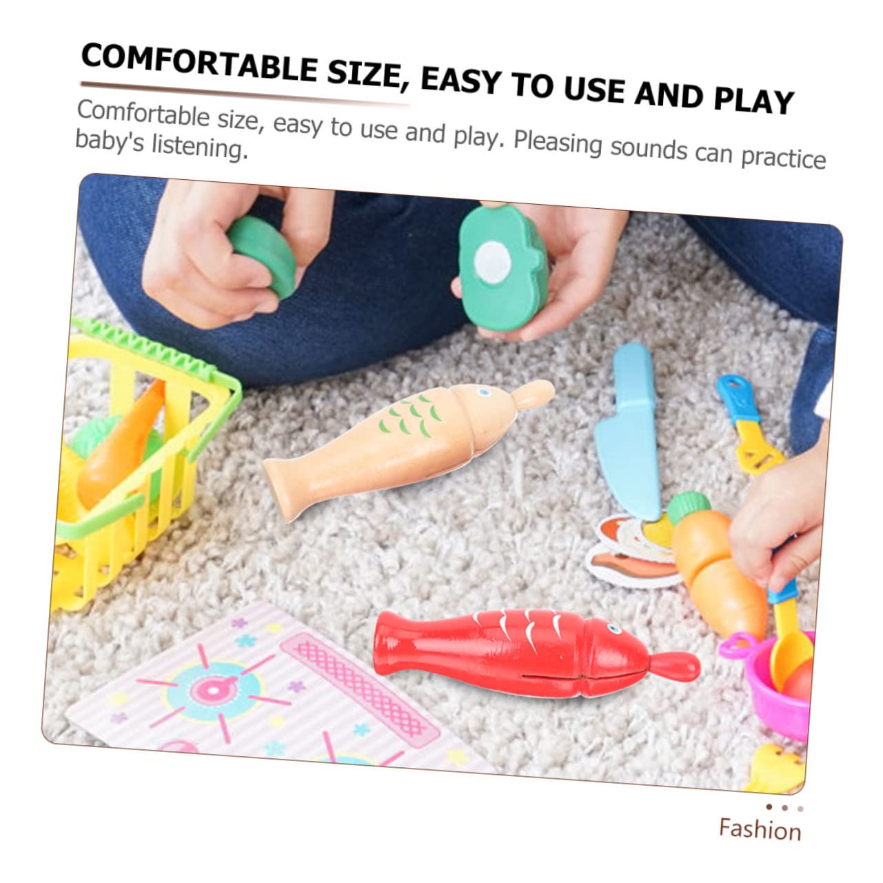 Hohopeti Small Wooden Fish Musical Toy Set for Toddlers - Kids Musical Instrument with Lights - Perfect for Early Learning, Sensory Play & Birthday Gifts