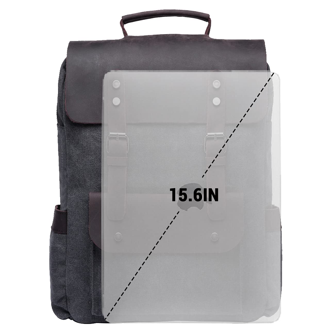 VASCHY Genuine Leather Laptop Backpack for Men & Women - Stylish Canvas College Rucksack with 15.6 Inch Laptop Compartment - Perfect for Work, School, Travel & Daily Commute