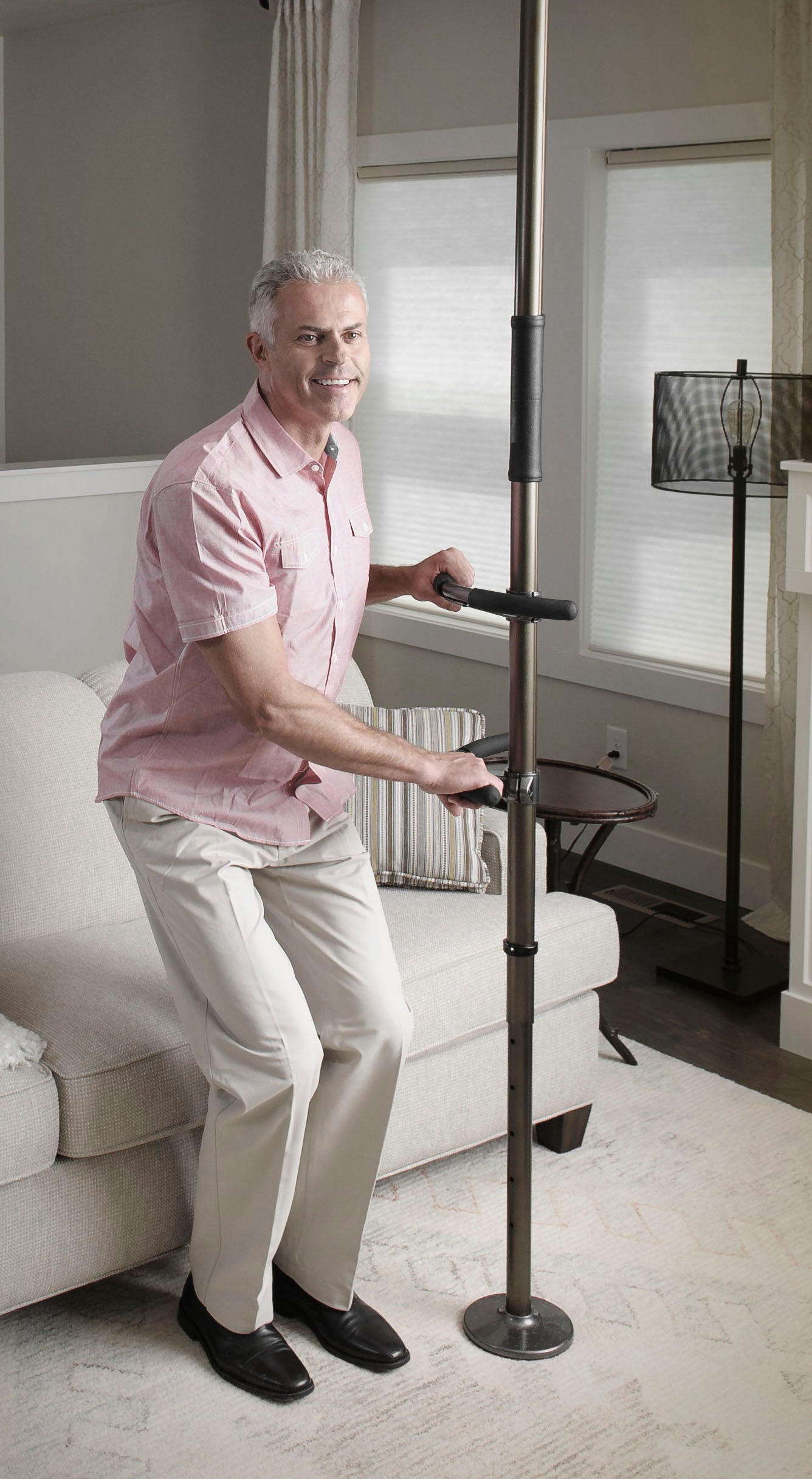 Signature Life Sure Stand Pole with 2 Handles - Adjustable Walking Cane for Seniors & Mobility Support - Ideal for Hiking, Travel & Daily Use