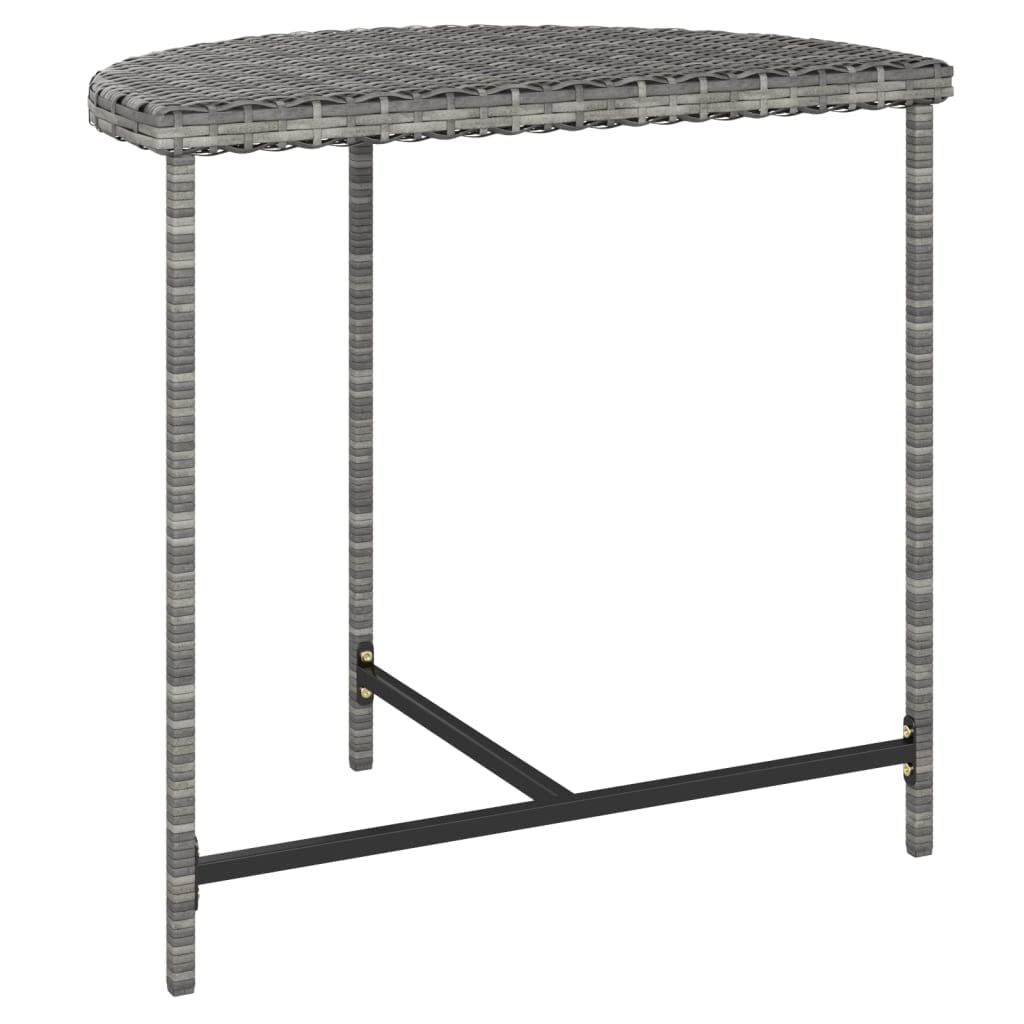 vidaXL Gray Poly Rattan Patio Garden Table with Powder Coated Steel Frame - 31.5