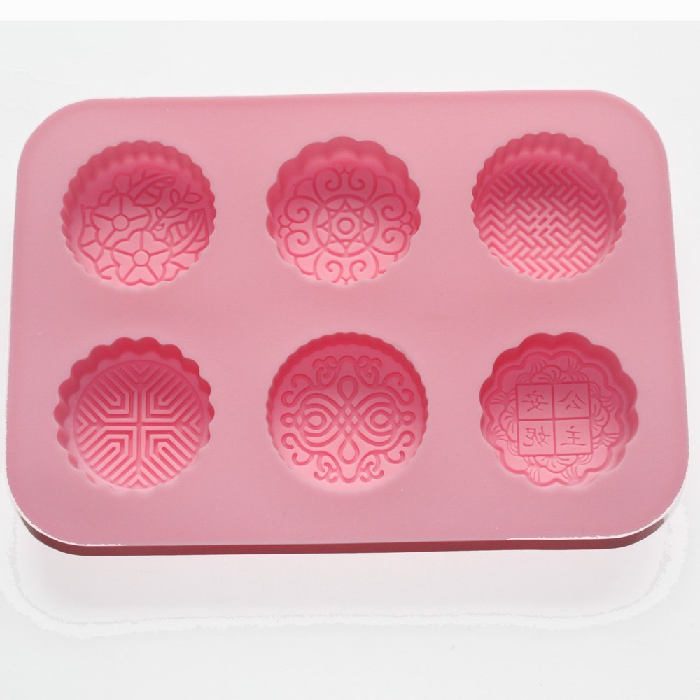 6-Cavity Round Silicone Mold for Mooncakes, Chocolate, Muffins, Cupcakes & Soap Making - Reusable DIY Baking & Craft Tray for Home Baking, Holiday Treats & Art Projects