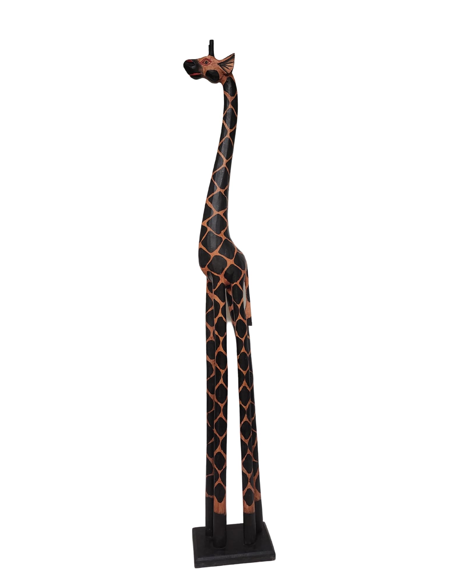Hand Carved 5ft Tall African Giraffe Wooden Statue - Authentic African Home Decor for Living Room, Office & Garden