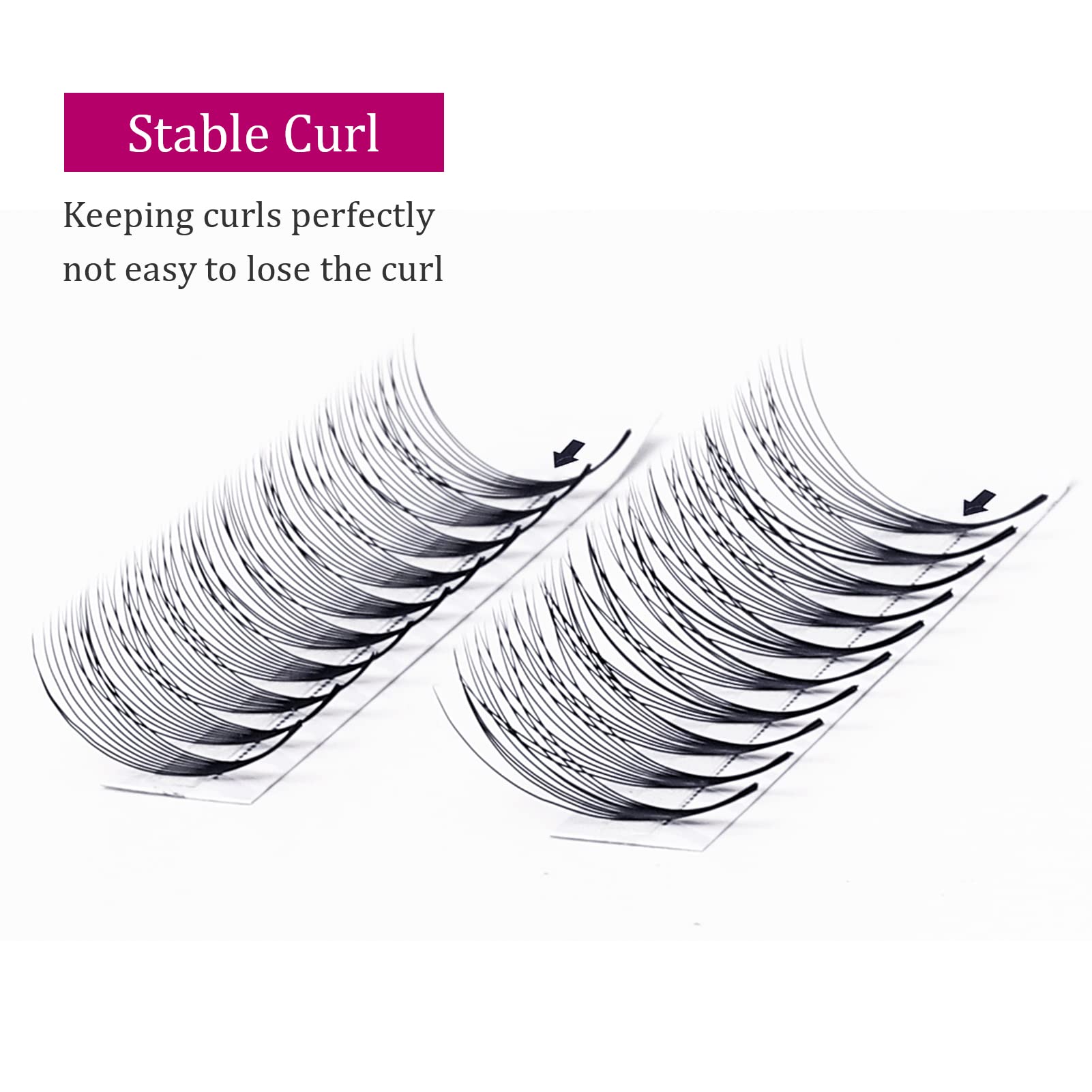 10D Premade Volume Eyelash Extensions - .05 & .07 Thickness - Pointed Base Middle Stem - Professional Lash Extension Supplies (10D-0.07-C, 18mm) - Perfect for Salon Use & DIY Home Lash Applications