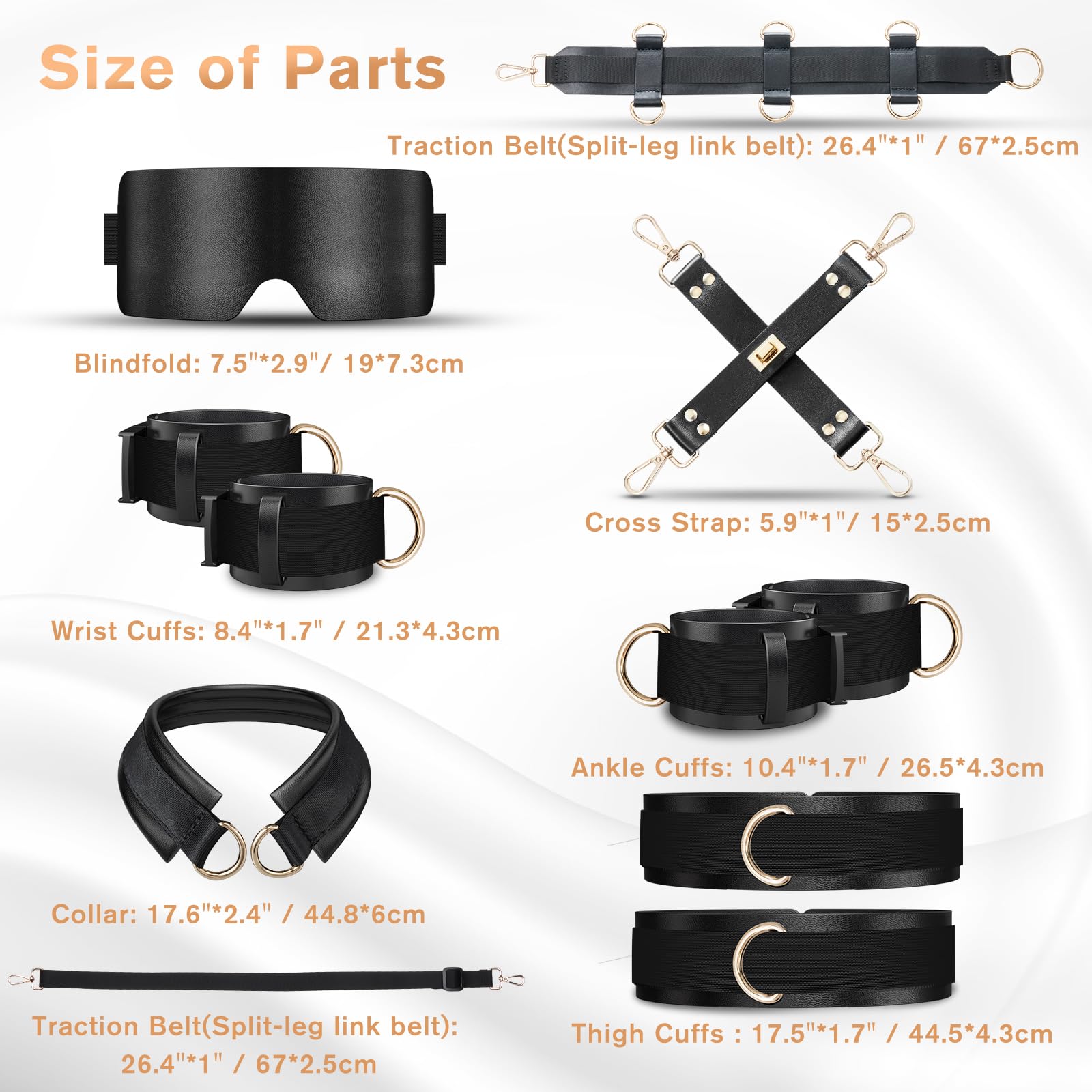 Premium 9-Piece BDSM Bondage Kit for Couples - Leather Handcuffs, Collar, Ankle Cuffs, Blindfold & Nipple Clamps - Beginner to Advanced Adult Toys for Sensual Play & Spicing Up Relationships - Perfect for Roleplay, BDSM Exploration & Intimate Couples Games