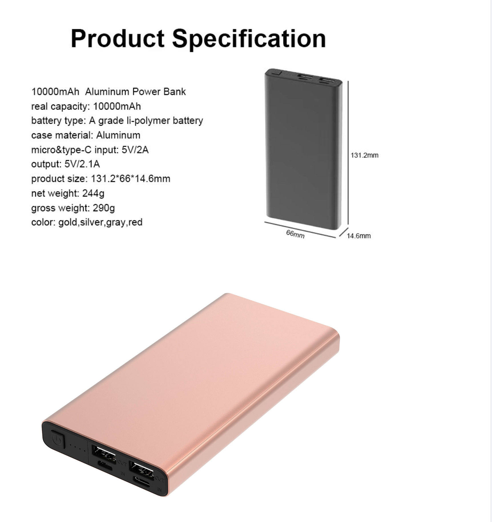 Portable Navy Plaid Power Bank 10000mAh - Fast Charging External Battery Pack for iPhone, Samsung, Android - Perfect for Travel, Camping, and Emergency Backup
