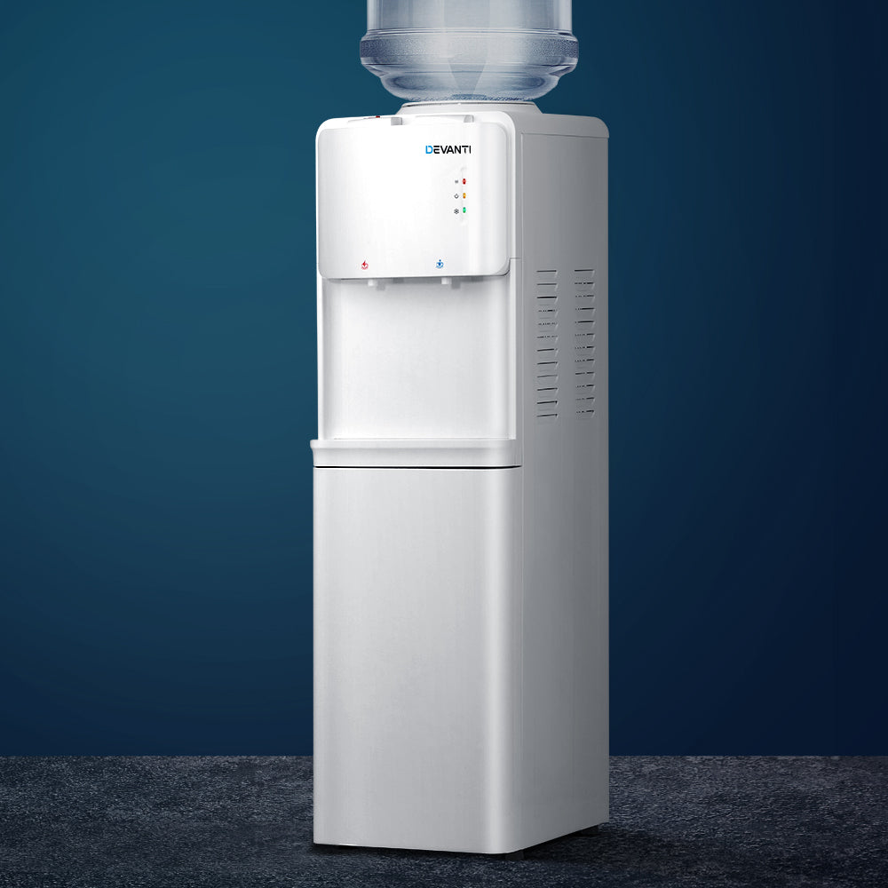 Devanti White Water Cooler Dispenser Stand - Countertop or Floor Standing Water Dispenser for Home & Office Use