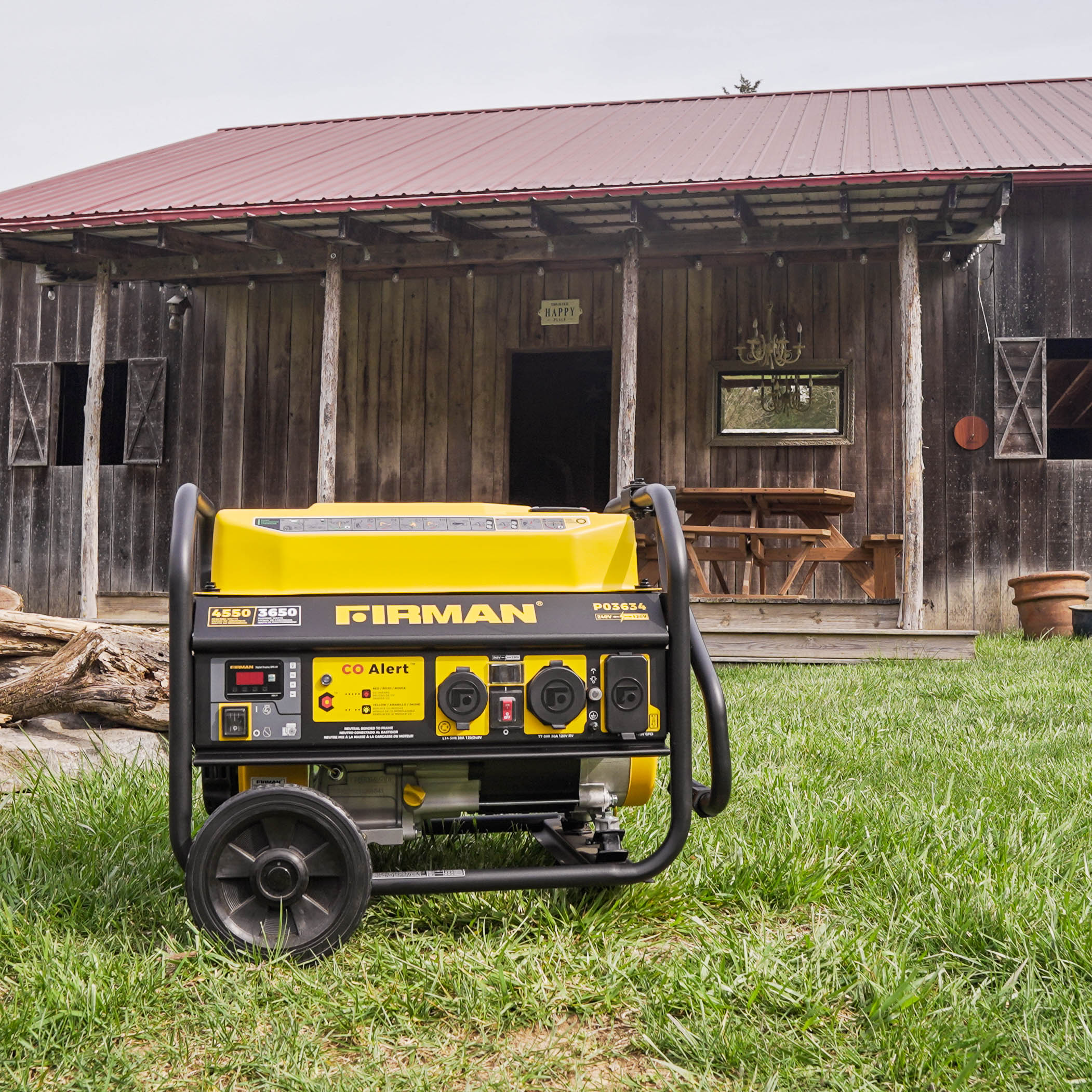 4550W Portable Gas Generator with Recoil Start & CO Alert - 120/240V Dual Voltage for Camping, Emergency Power & Home Backup