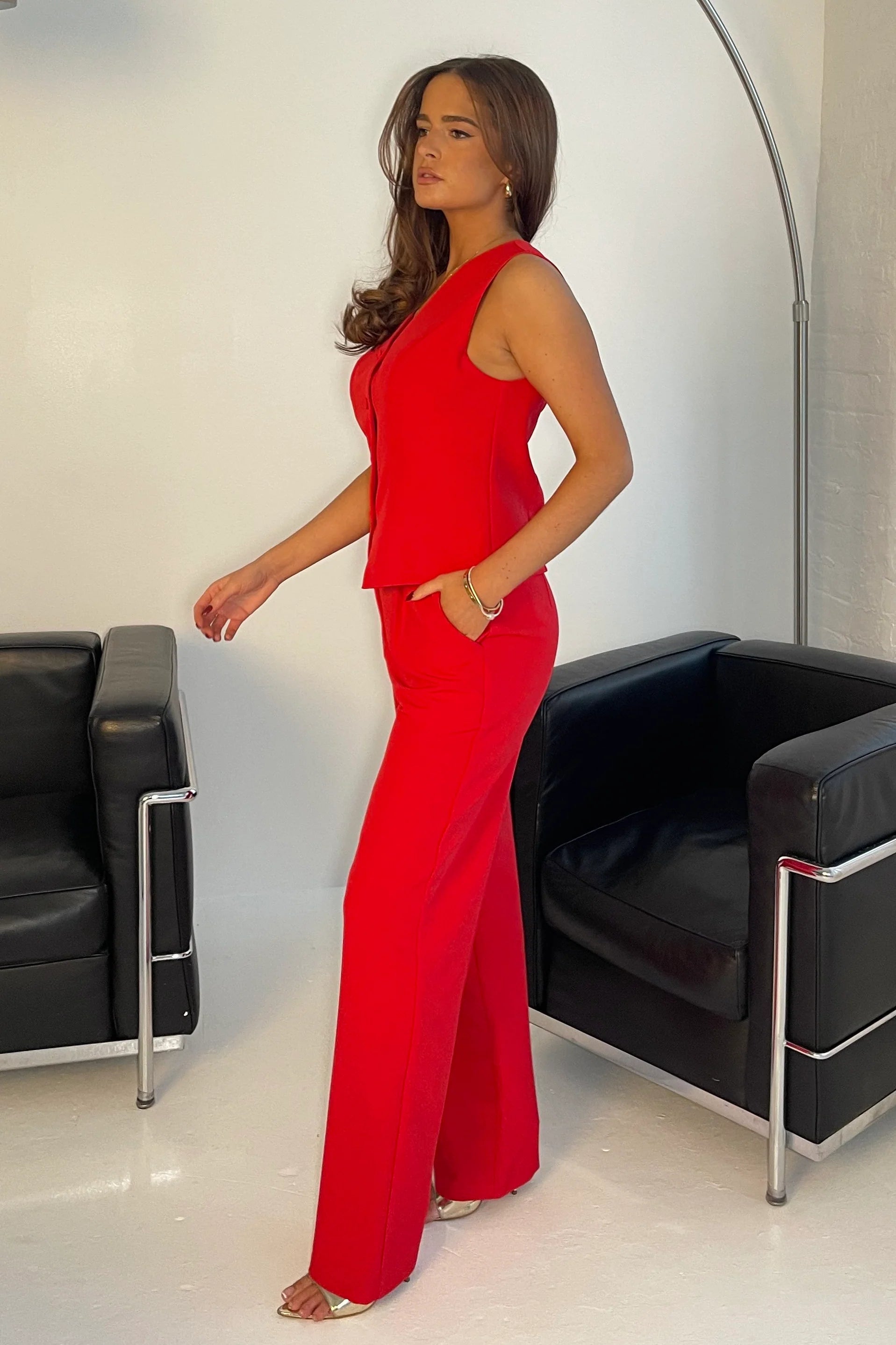 Bobbi Tailored Waistcoat for Women - Slim Fit Red Vest, Formal & Business Casual Wear - Perfect for Office, Weddings & Special Occasions