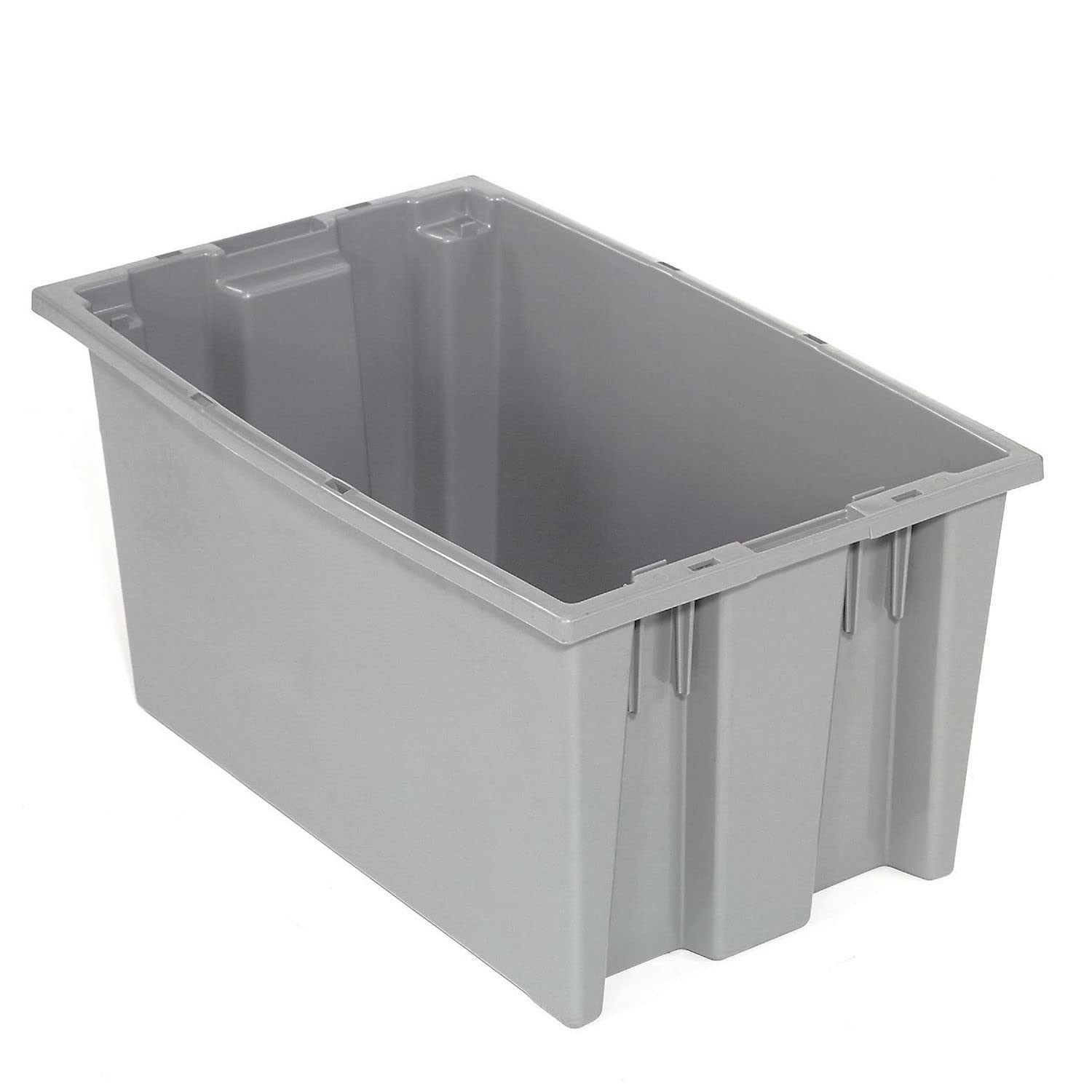 Quantum Stack and Nest Tote Box - 18x11x6 Inches - Set of 6 Gray Storage Bins for Home Organization, Office Supplies, and Warehouse Storage