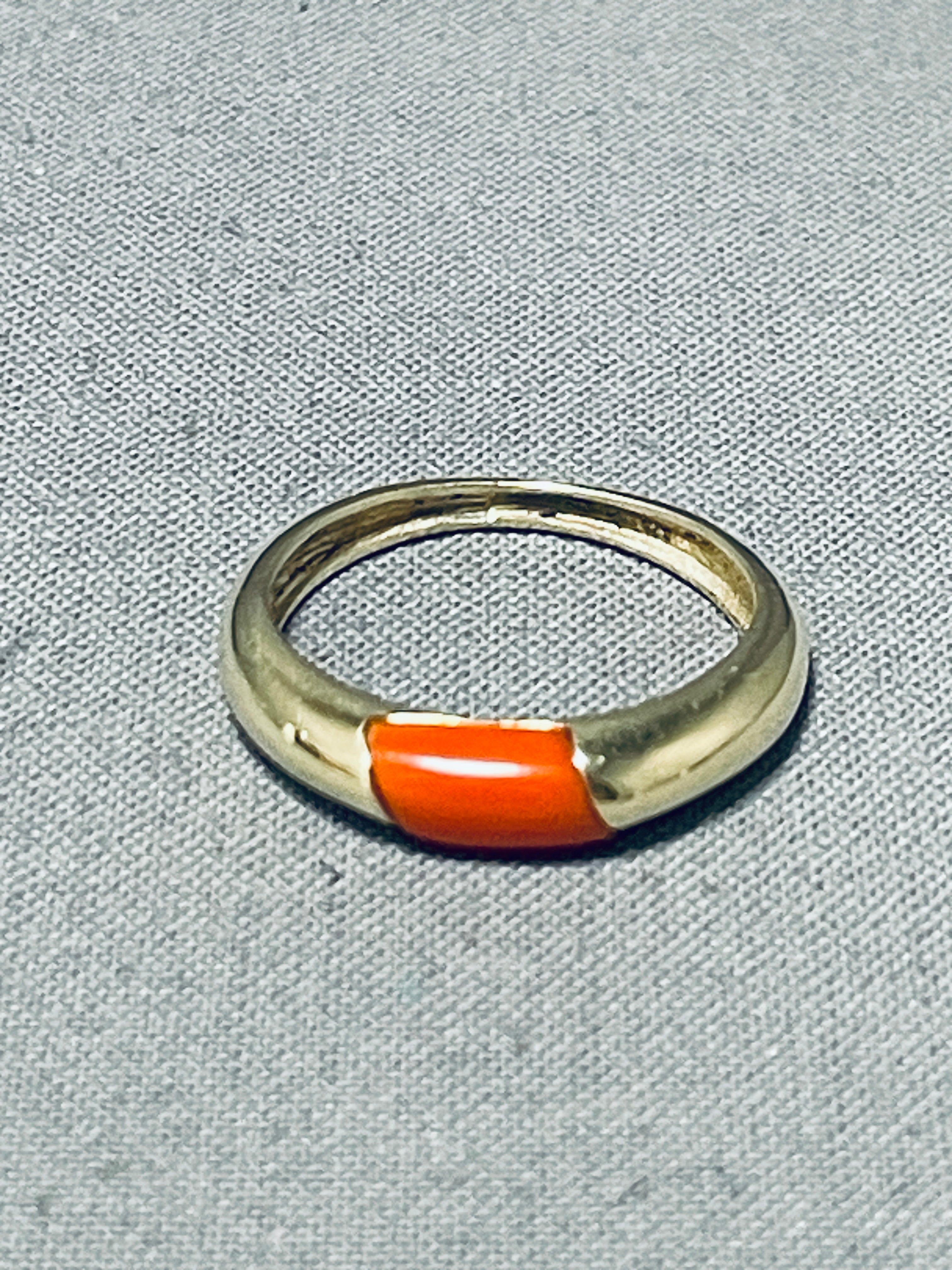 14K Gold Vintage Native American Navajo Coral Ring - Handmade Southwest Jewelry for Women, Perfect for Weddings, Parties & Boho Fashion