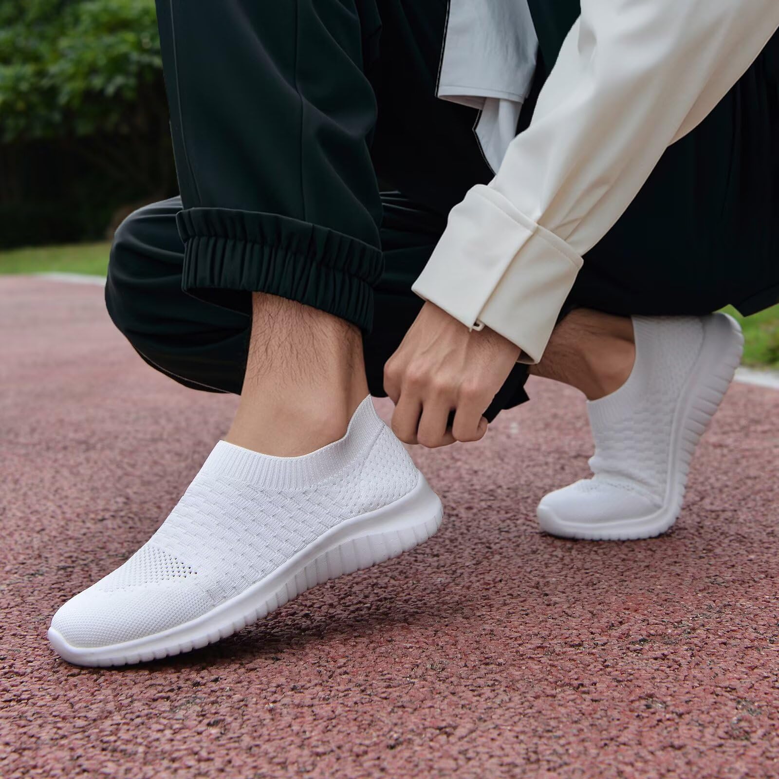 TIOSEBON Men's Slip-On Walking Shoes - Breathable Knit Mesh Tennis Sneakers for Men - Lightweight Comfortable Casual Shoes for Walking, Running & Gym Workouts