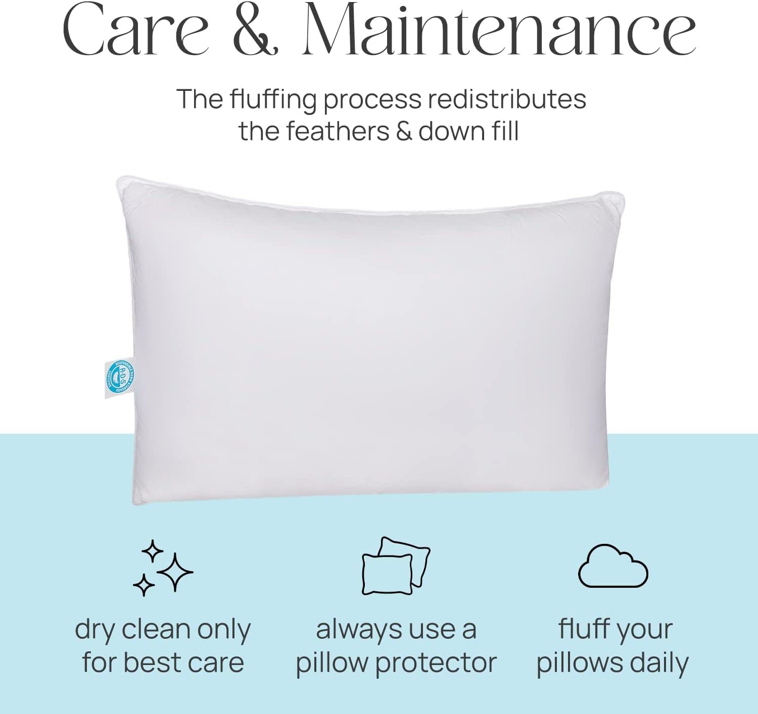 Premium Goose Feather and Down Pillows - RDS Certified, 100% Cotton Cover, Medium Support for Comfortable Sleep | Hotel Collection Bedding by East Coast Bedding | Perfect for Home, Guest Rooms & Luxury Hotels