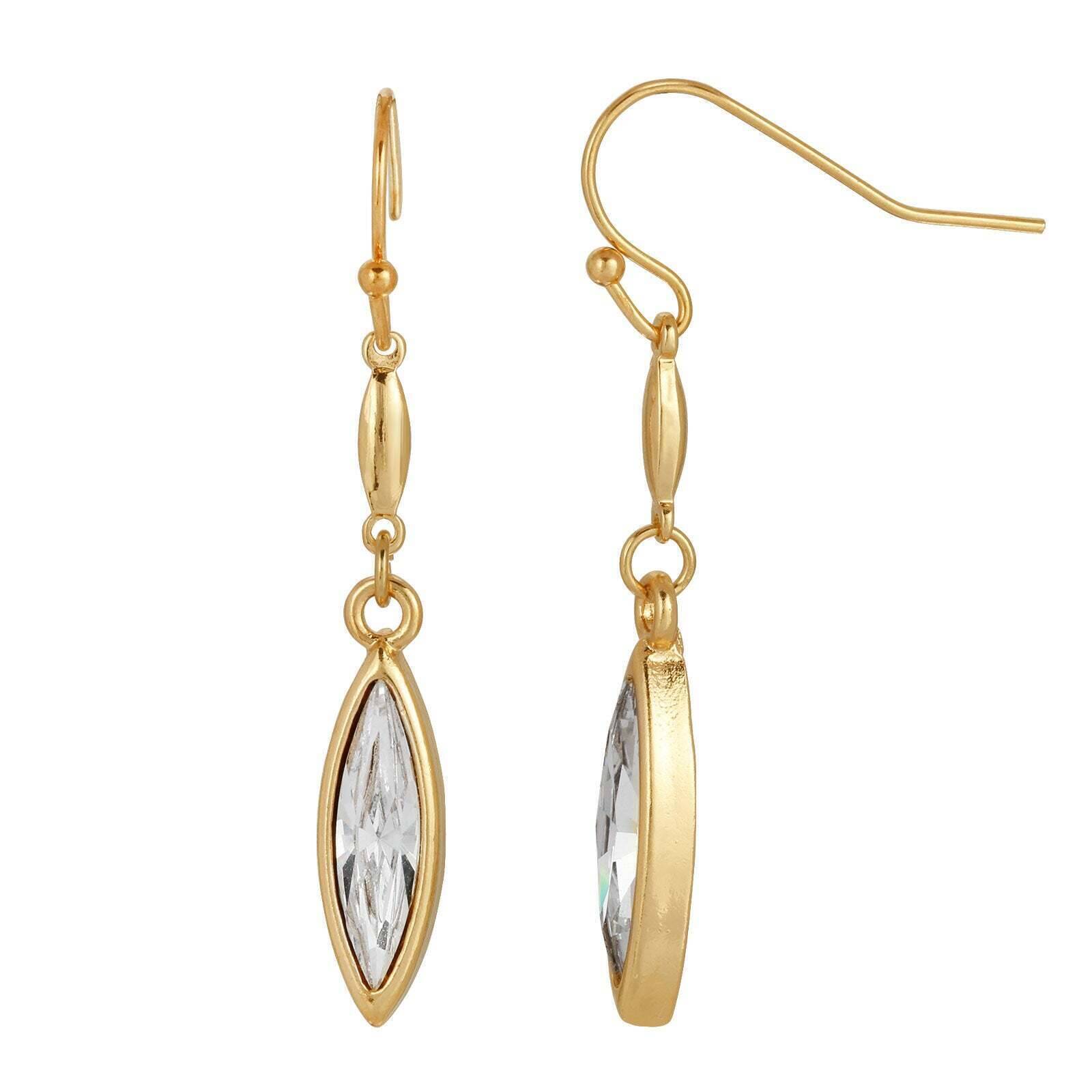 1928 Classic Navette Crystal Drop Earrings for Women - Vintage Wire Dangle Earrings for Party, Wedding & Evening Wear - Elegant Jewelry Gift for Her