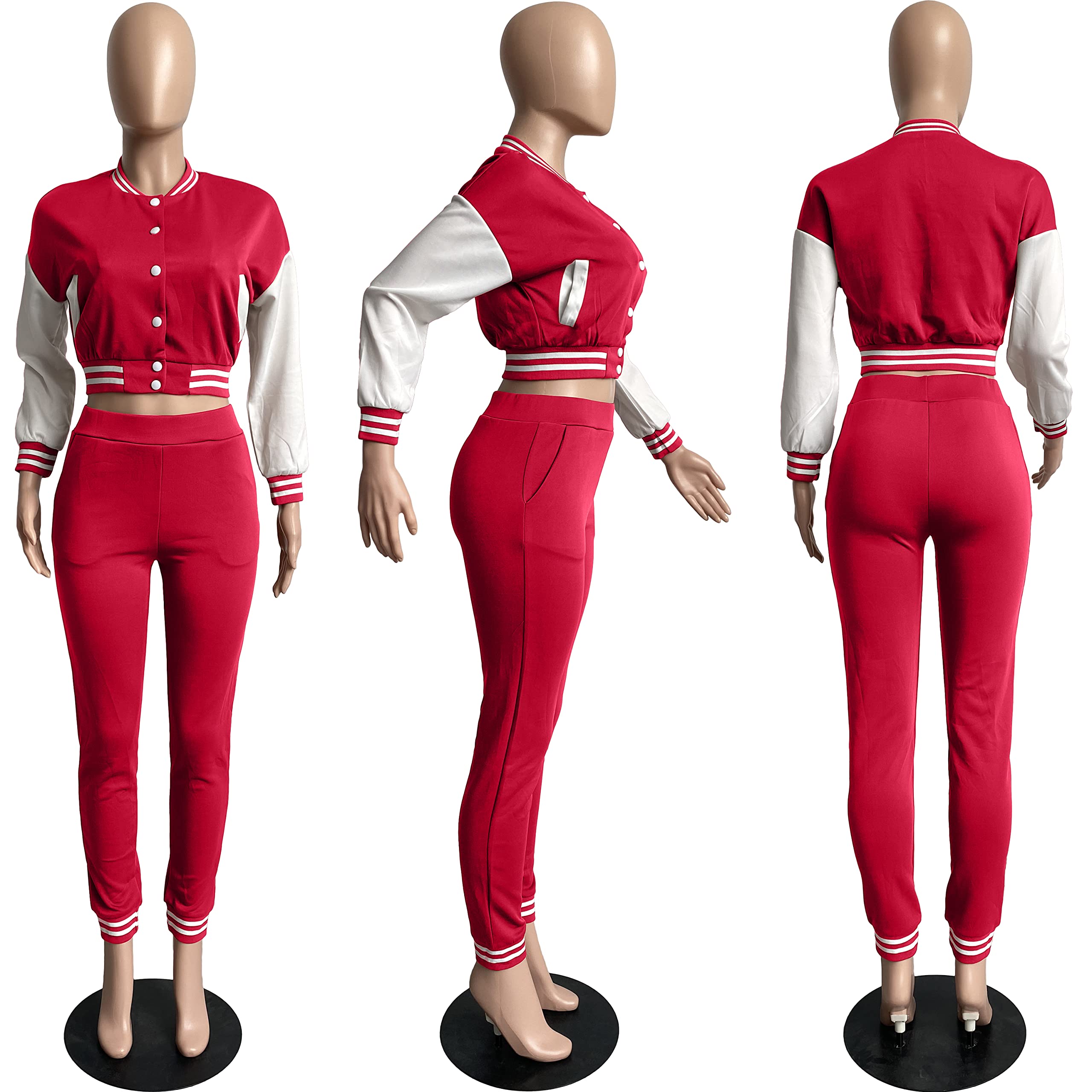 VOIKERDR Women's 2-Piece Tracksuit Set - Lightweight Windbreaker Pullover Jacket & High-Waist Crop Top Pants Outfit for Yoga, Gym, Running & Casual Wear