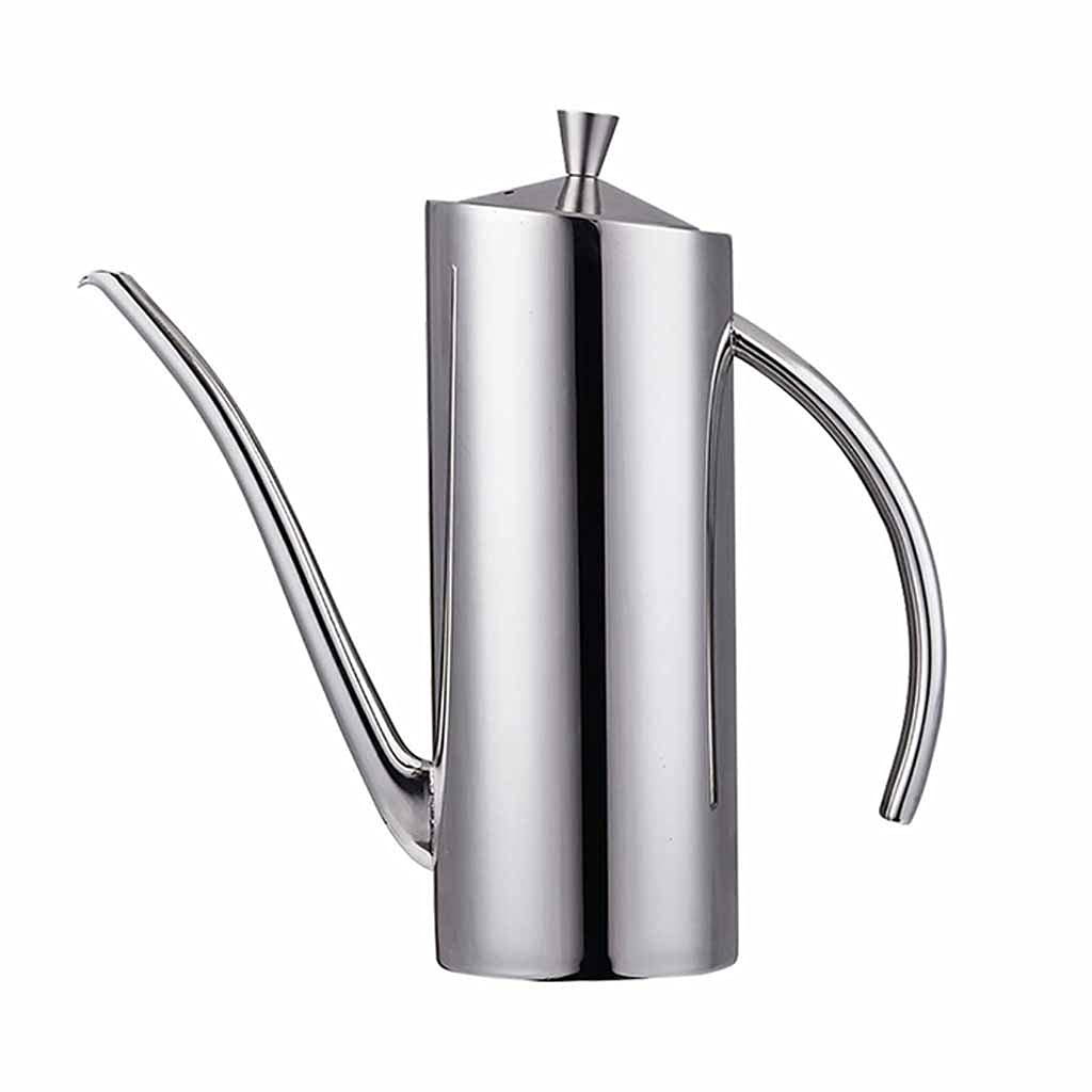 500ml/700ml Stainless Steel Olive Oil Bottle - Vinegar Dispenser & Sauce Container - Kitchen Oil Pourer with Drip-Free Spout - Perfect for Cooking, Salad Dressing & Baking (Medium Size, Silver)
