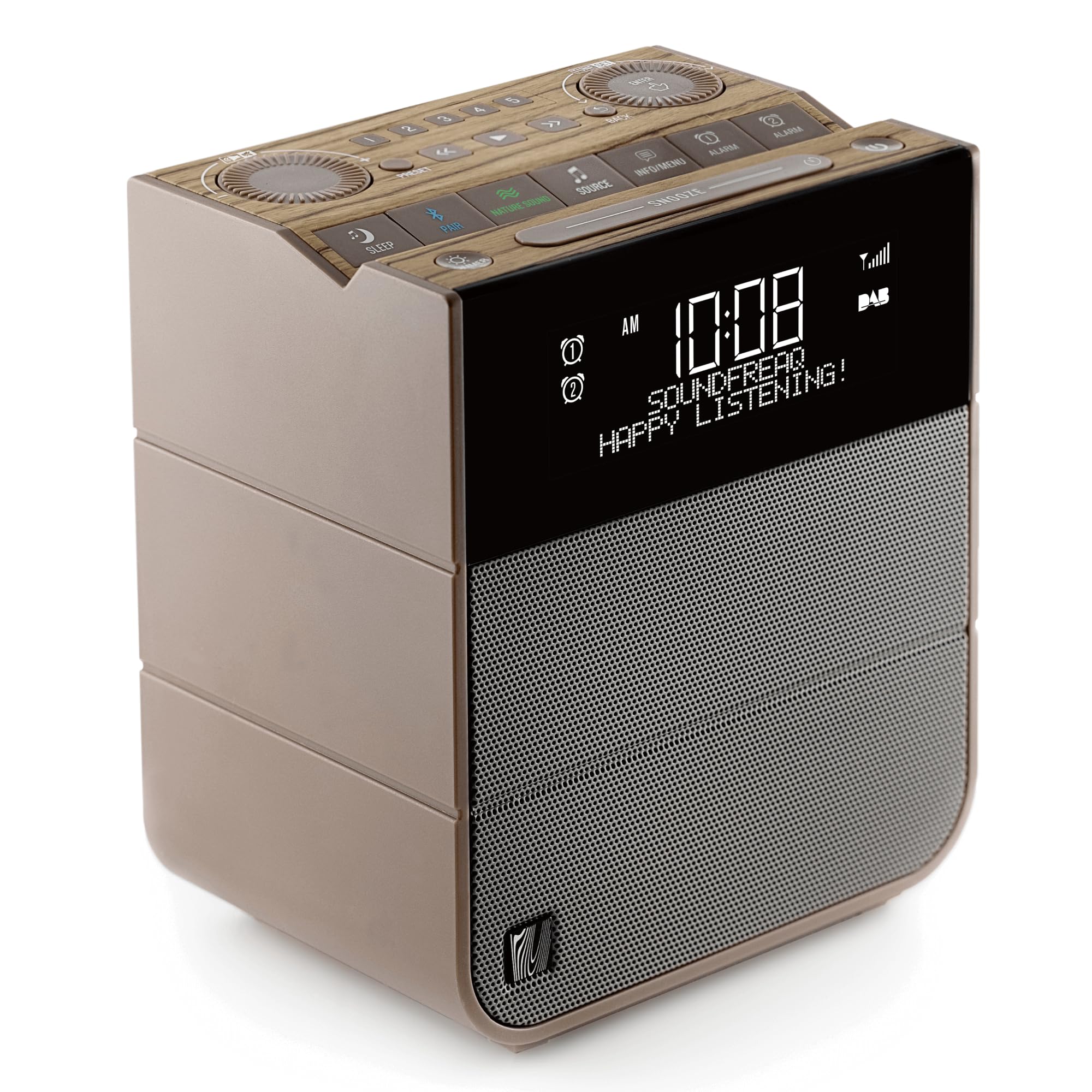 Soundfreaq Sound Rise DAB SFQ-17 - Bluetooth Alarm Clock Radio with DAB+/FM, Dual Alarm, Large Display, USB Charging & Nature Sounds - Perfect for Bedroom, Office, Travel & Relaxation