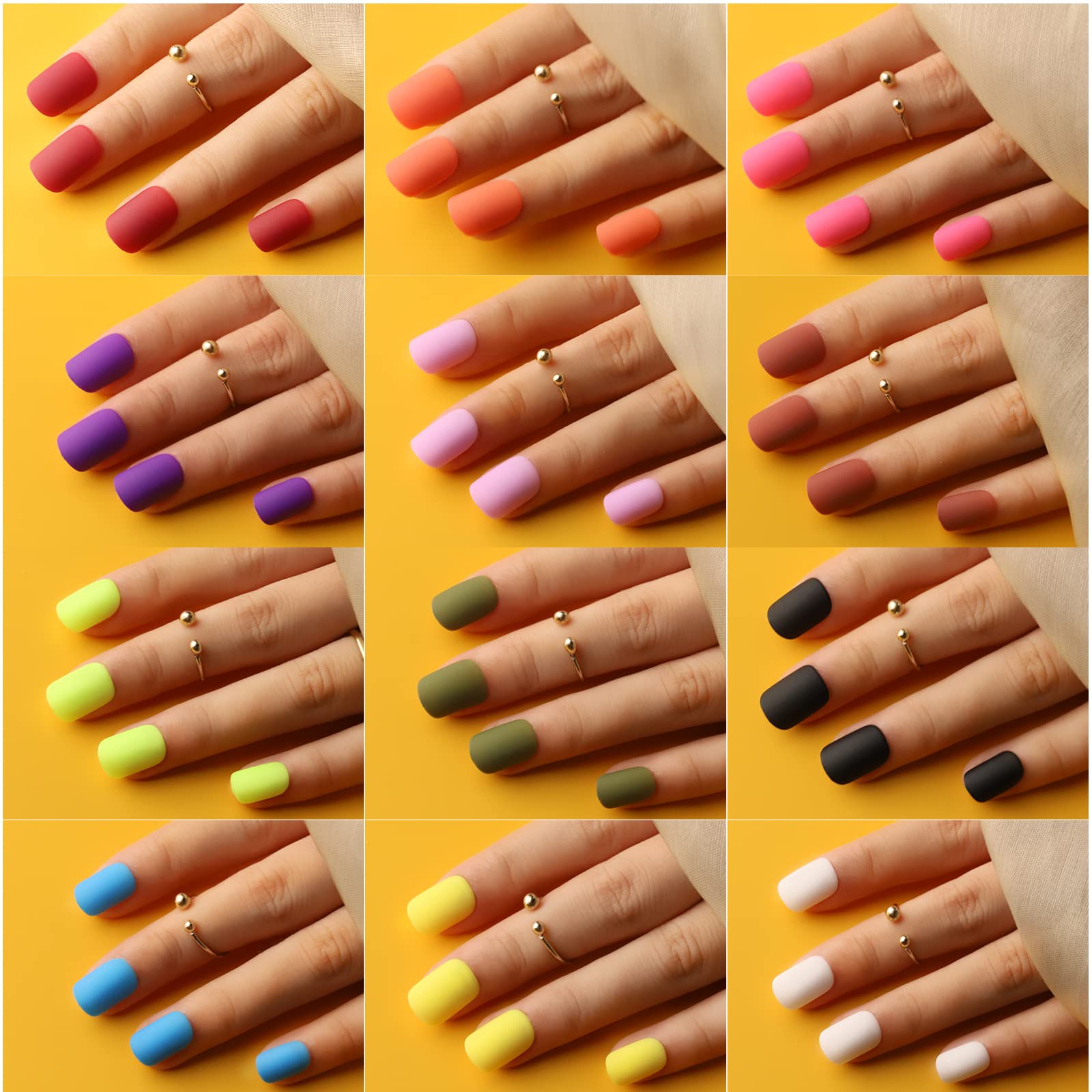 Teenitor Short Square Press On Nails - Matte Fake Nails with Glue Kit (12 Colors) | Easy DIY Artificial Nails for Everyday Wear & Special Occasions