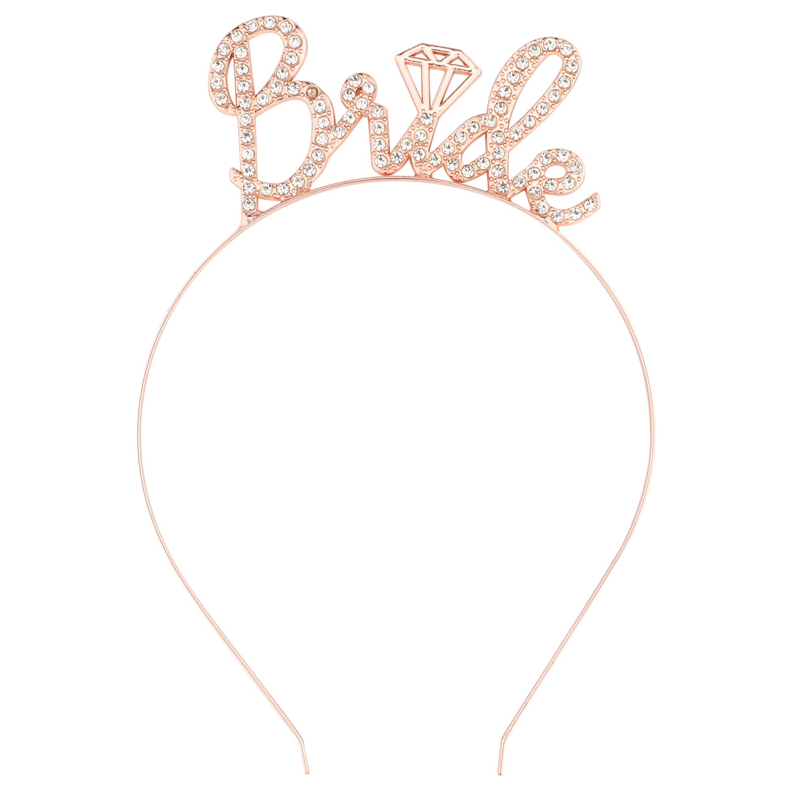 Rose Gold Bride Tiara Headpiece with 'Bride' Letter - 4.9 Inch Diameter Wedding Crown for Women - Perfect for Bridal Showers, Bachelorette Parties & Wedding Day - Elegant Bridal Accessory for Adult Women