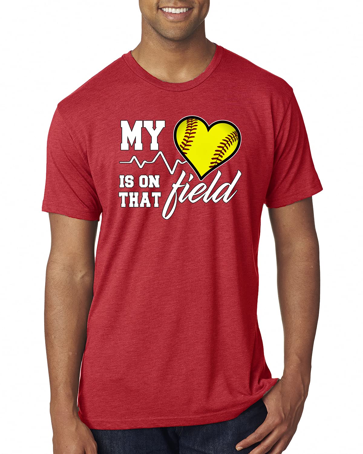 My Heart is On That Tennis Field - Premium Tri-Blend Sports T-Shirt for Men | Comfortable Athletic Tee for Tennis, Gym & Casual Wear