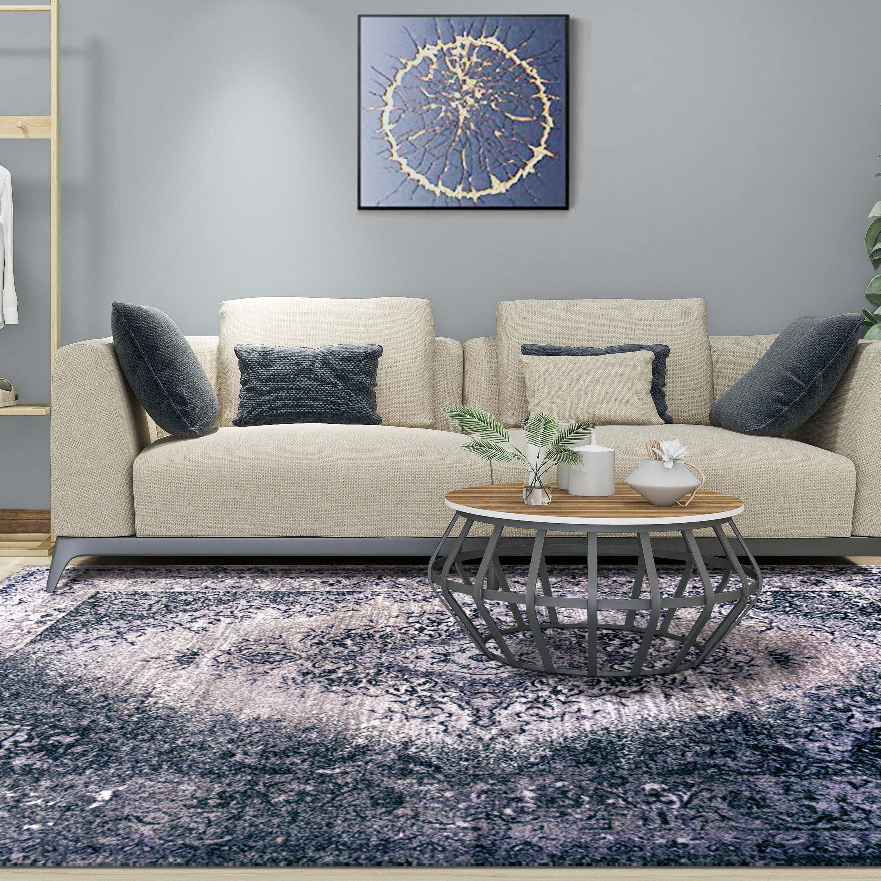 Eldwin Medallion Non-Slip Washable Indoor Area Rug - Perfect for Living Room, Bedroom, and Home Decor