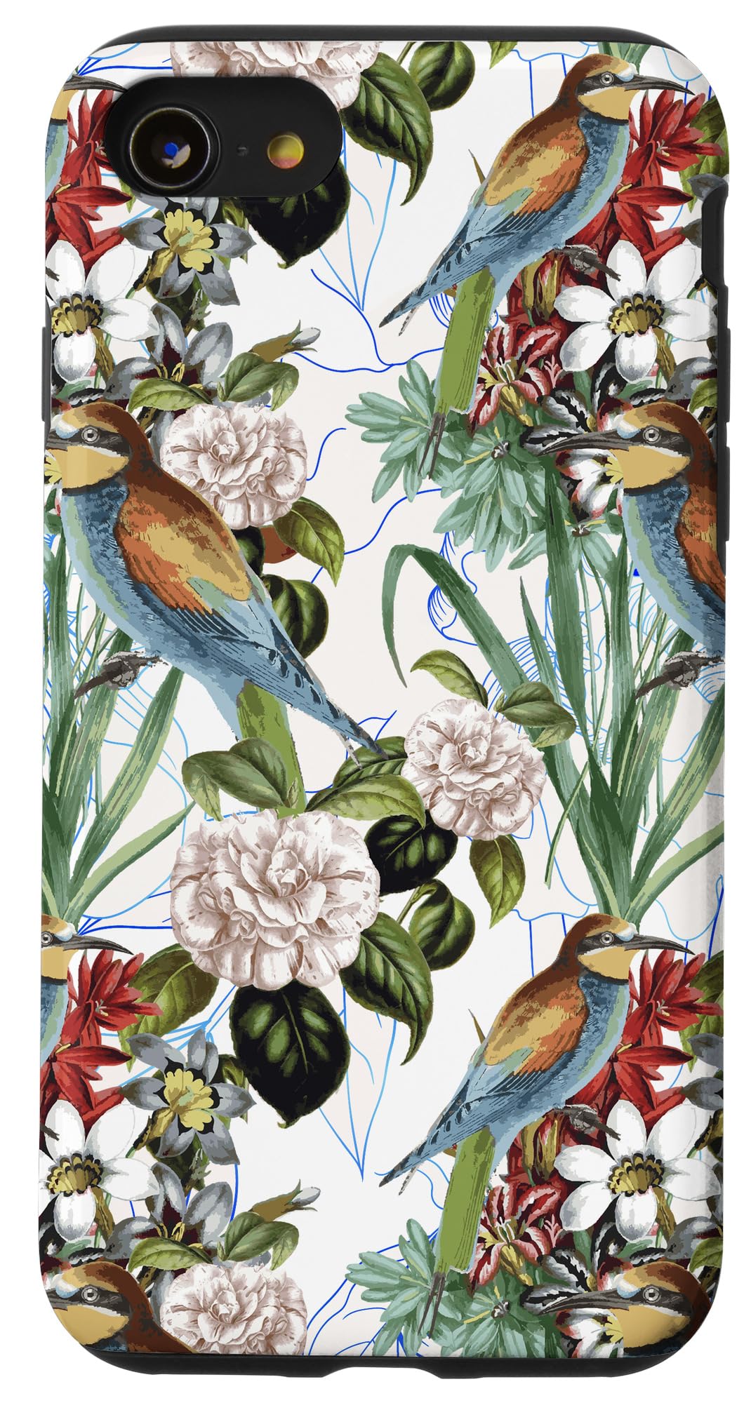iPhone SE (2020) / 7 / 8 Floral Bird Design Protective Phone Case - Slim Fit, Shockproof Cover for Everyday Use, Work & Travel