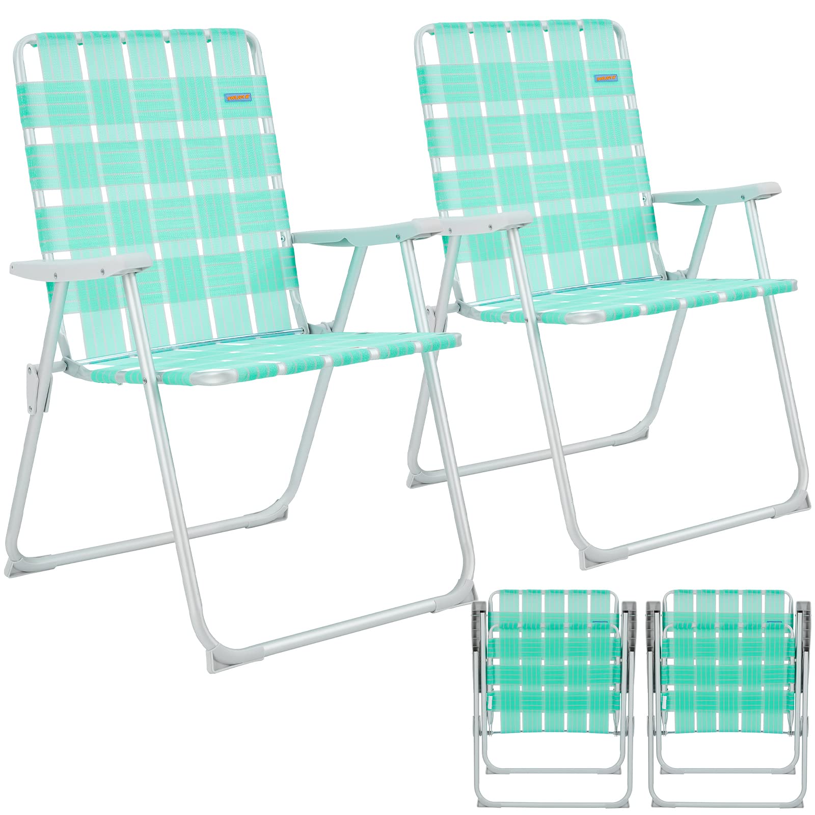 **WEJOY Extra Wide Oversized Folding Beach Chair - Lightweight Aluminum Webbed Lawn Chair for Camping, Picnics & Outdoor Relaxation - Portable Foldable Camp Chair for Adults - Perfect for Beach, Backyard, Poolside & Indoor Use**