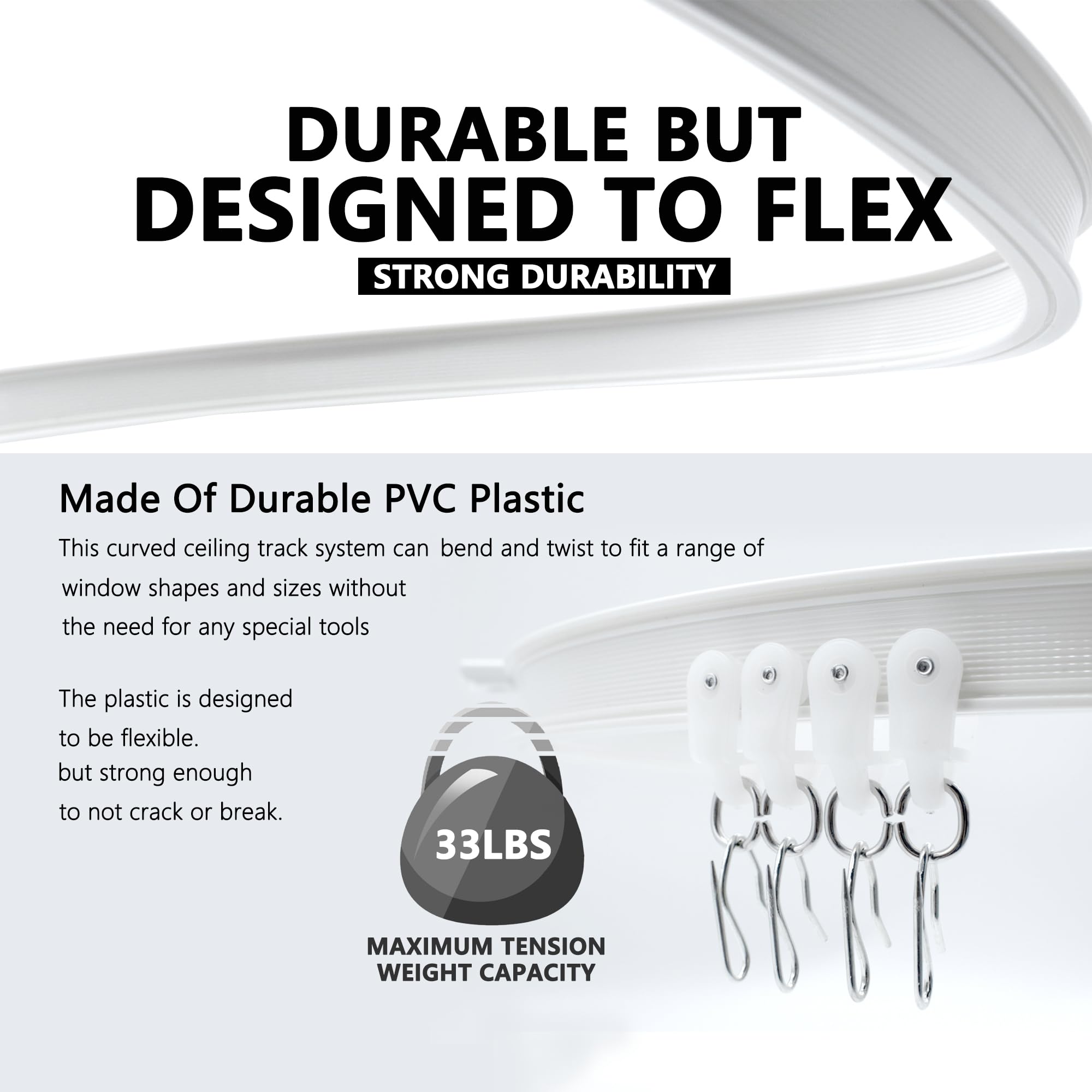 3M (9.8FT) Flexible Bendable Ceiling Curtain Track System - Room Divider Rail for Living Room, Shower, RV & Hospital | Easy Installation for Home, Office & Commercial Spaces