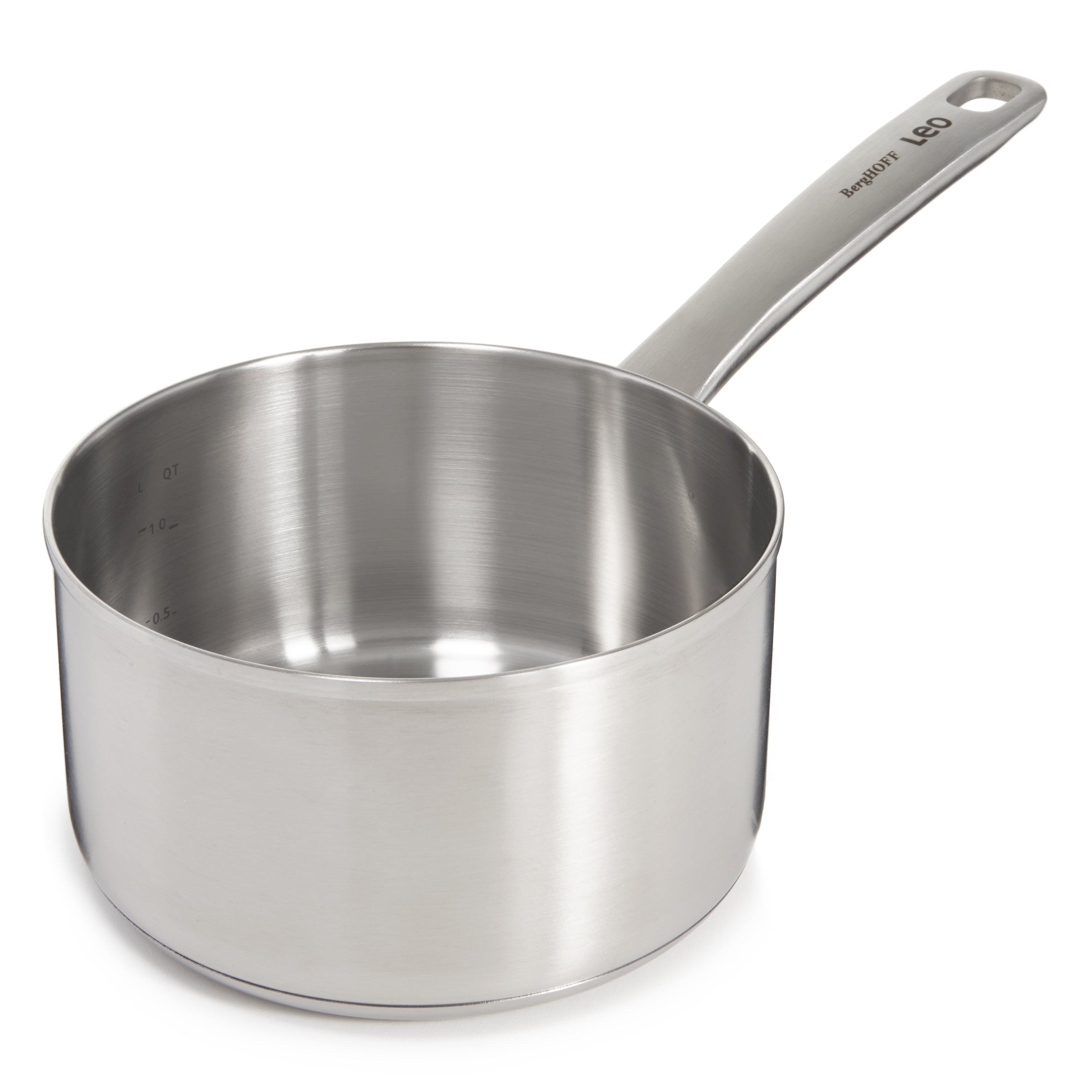 BergHOFF Leo Graphite Recycled 18/10 Stainless Steel Saucepan 6.25 Inch, 1.7 Quart - Durable Cookware for Induction, Gas & Electric Stoves - Perfect for Sauces, Soups & Small Meals