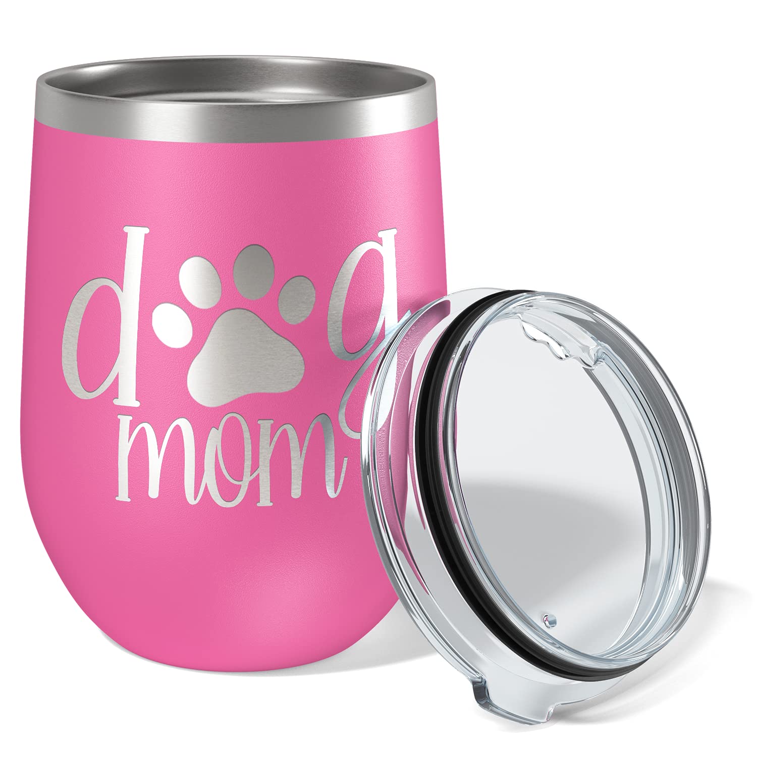 Pink Wine Tumbler for Dog Lovers - 12oz Birthday Gift for Mom - Perfect for Wine Nights & Pet Celebrations