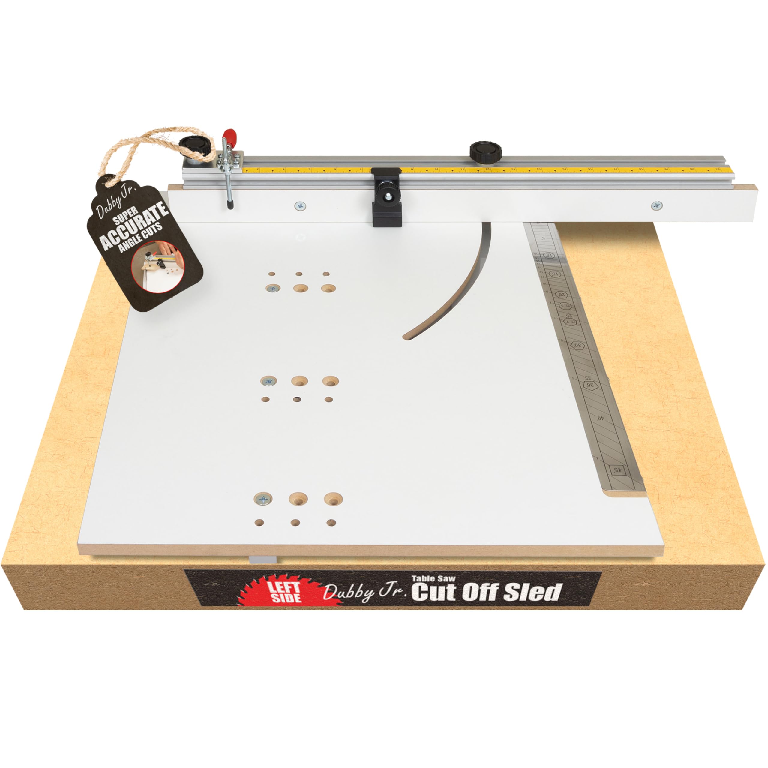 **Dubby Jr. Left-Side Cut-Off Crosscut Sled for Table Saw – Precision Miter Cutting Jig Kit | Perfect for Woodworking, DIY Projects & Accurate Angle Cuts**