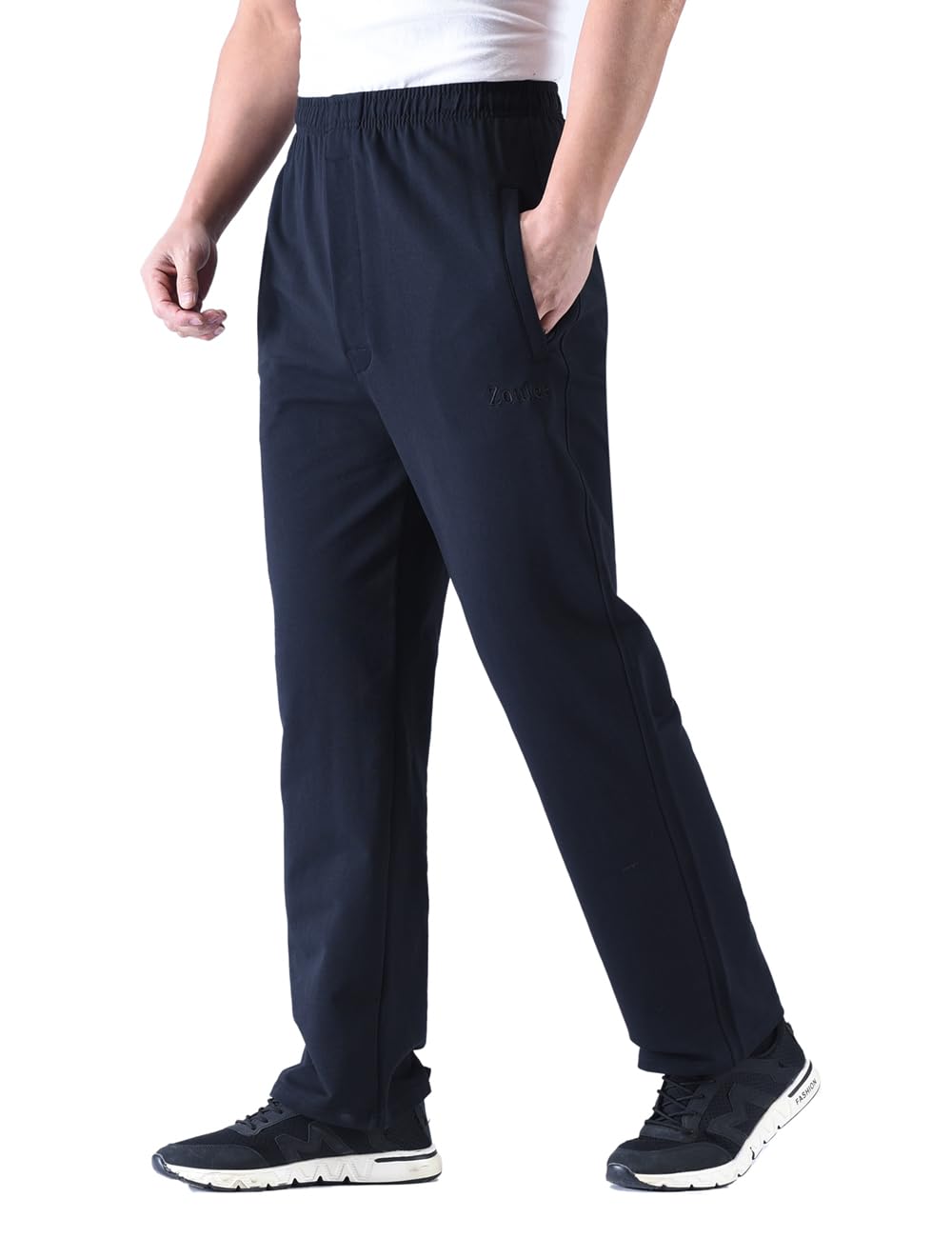 Zoulee Men's Casual Cotton Jogger Sweatpants with Zipper Front - Comfortable Lounge Pants for Running, Gym, Travel & Everyday Wear