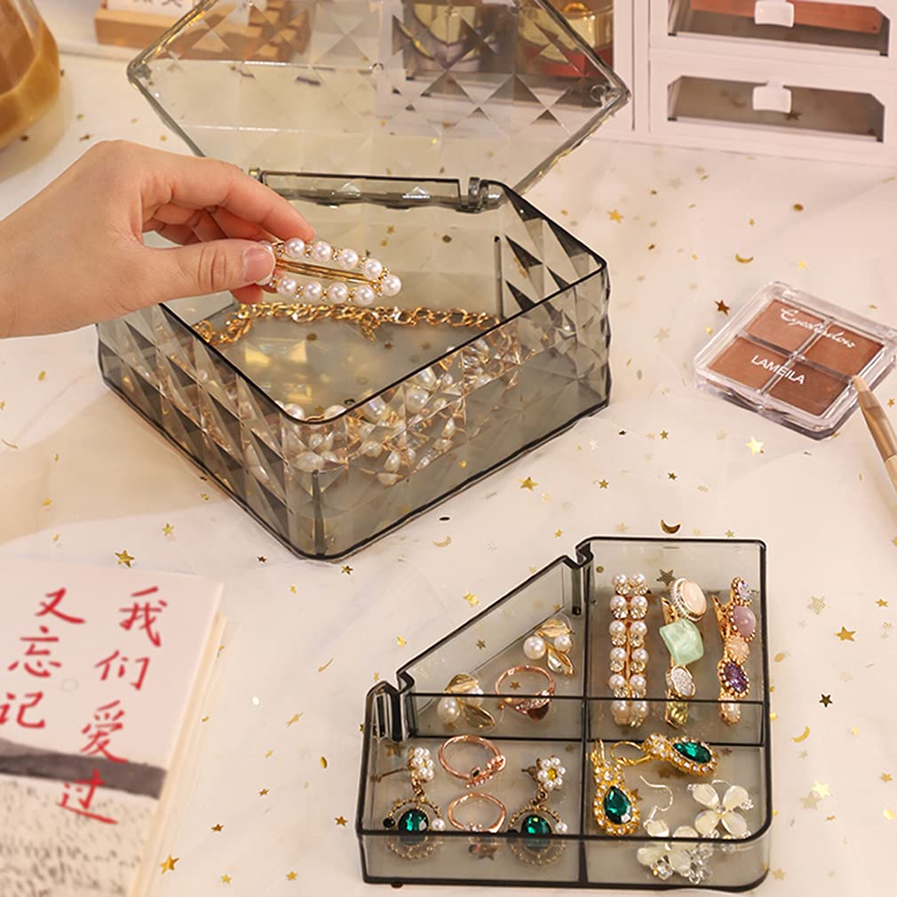 2-Layer Clear Jewelry Box Organizer - Portable Jewelry Storage Case for Rings, Earrings & Accessories - Perfect Travel Jewelry Holder for Women & Girls - Great for Home, Travel & Gift Giving