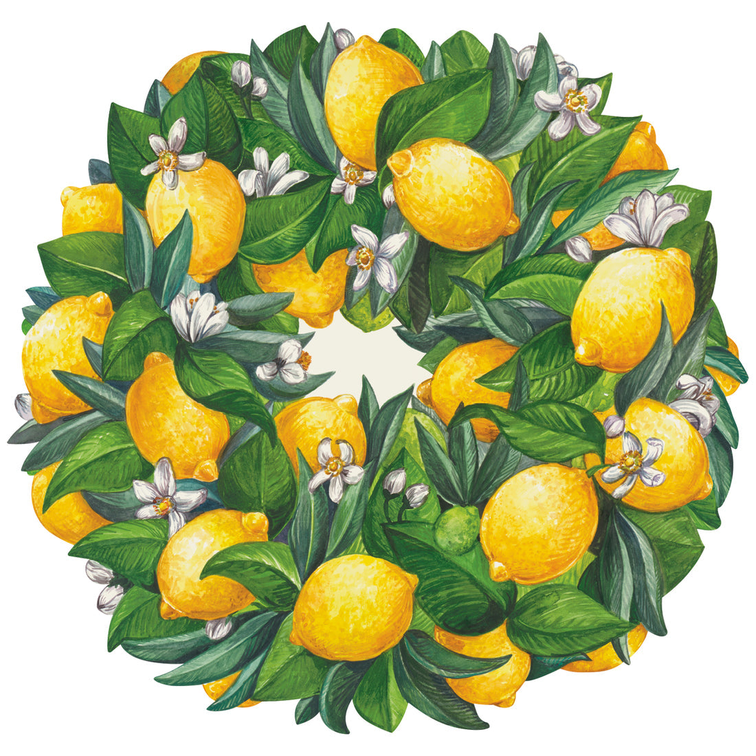 Lemon Wreath Paper Placemats - 12 Pack | Decorative Table Setting for Spring & Summer Parties, Wedding Decor, Kitchen Dining Accessories