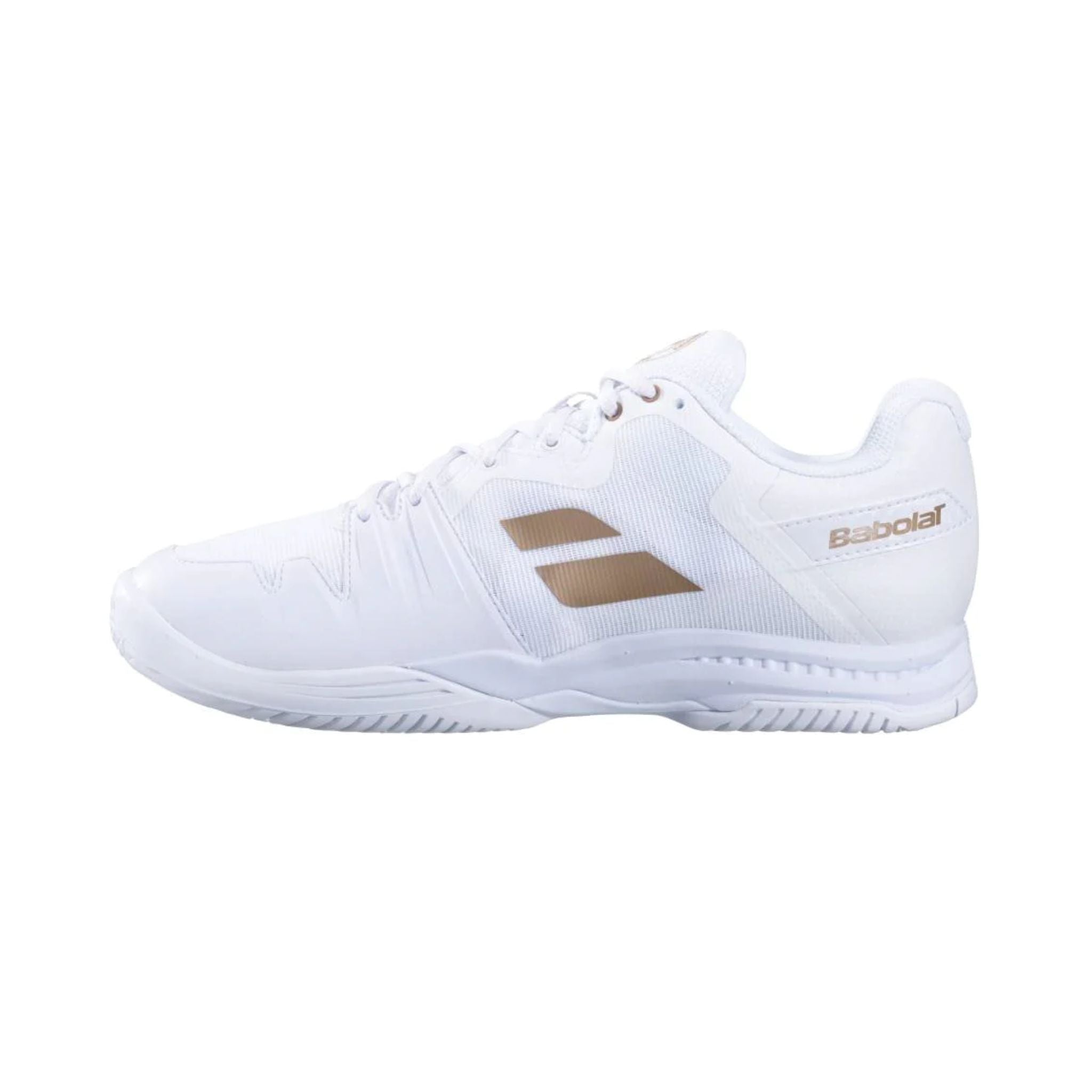 Babolat SFX3 All Court Women's Tennis Shoes - White/Gold | Wimbledon Edition | Perfect for Clay, Hard & Grass Courts | Lightweight & Supportive for Competitive Play