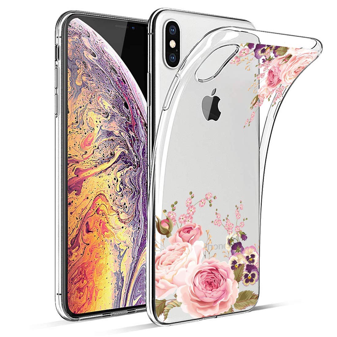 Slim Shockproof Clear Floral TPU Phone Case for iPhone Xs (2018) / iPhone X (2017) 5.8